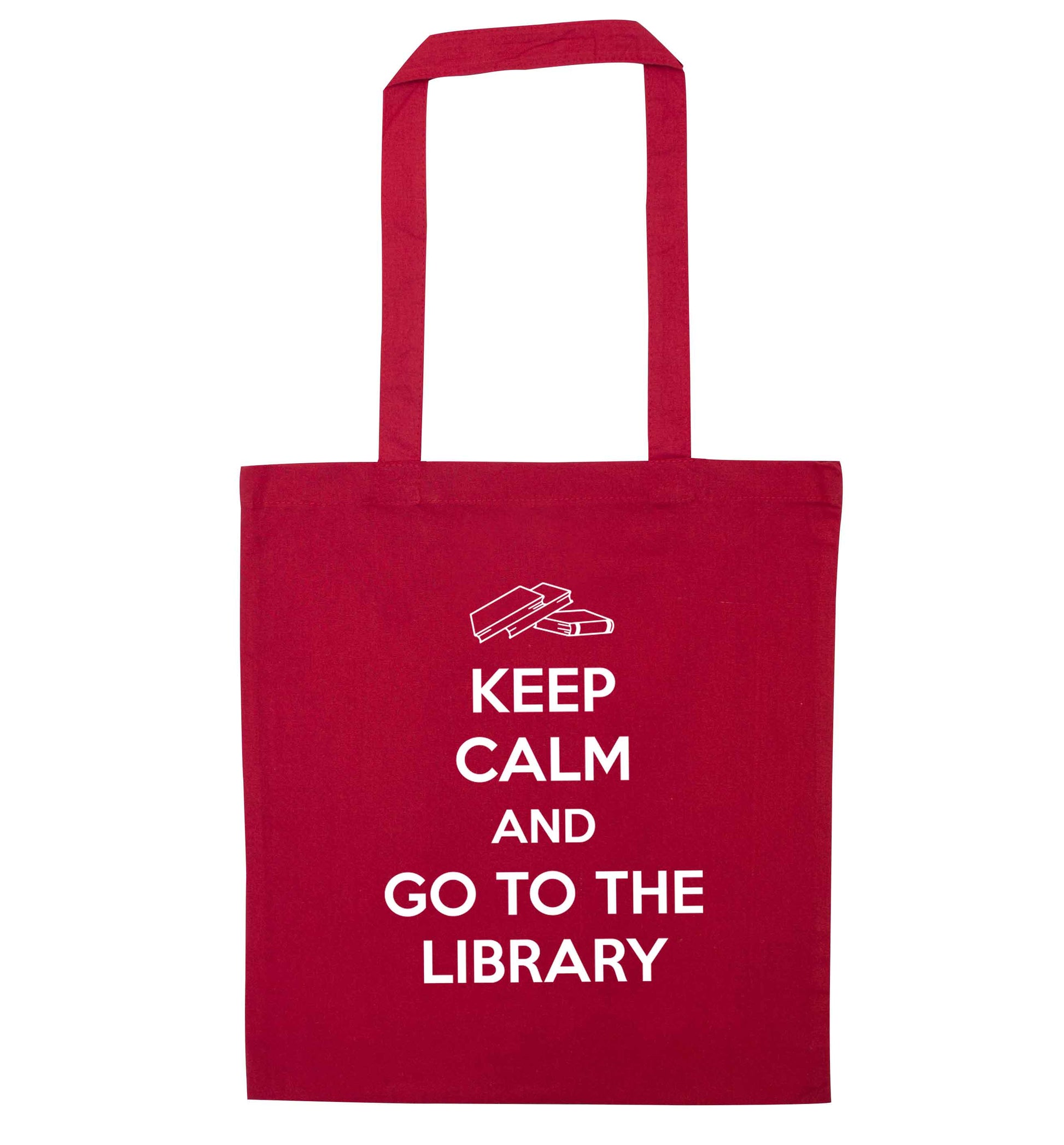 Keep calm and go to the library red tote bag