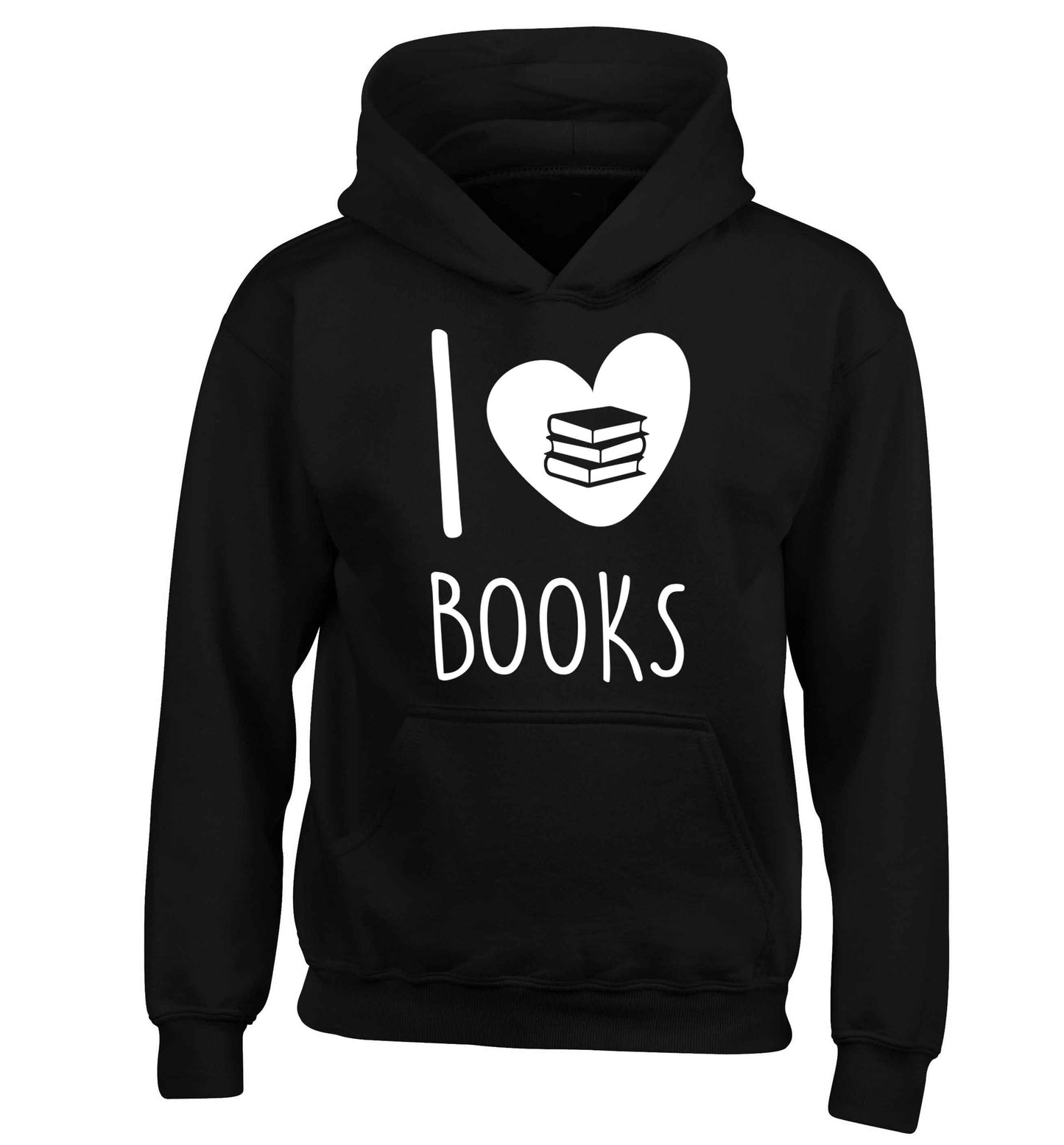 I love books children's black hoodie 12-13 Years
