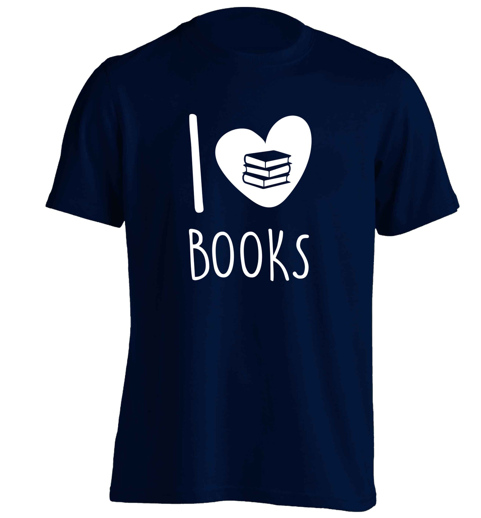I love books adults unisex navy Tshirt 2XL