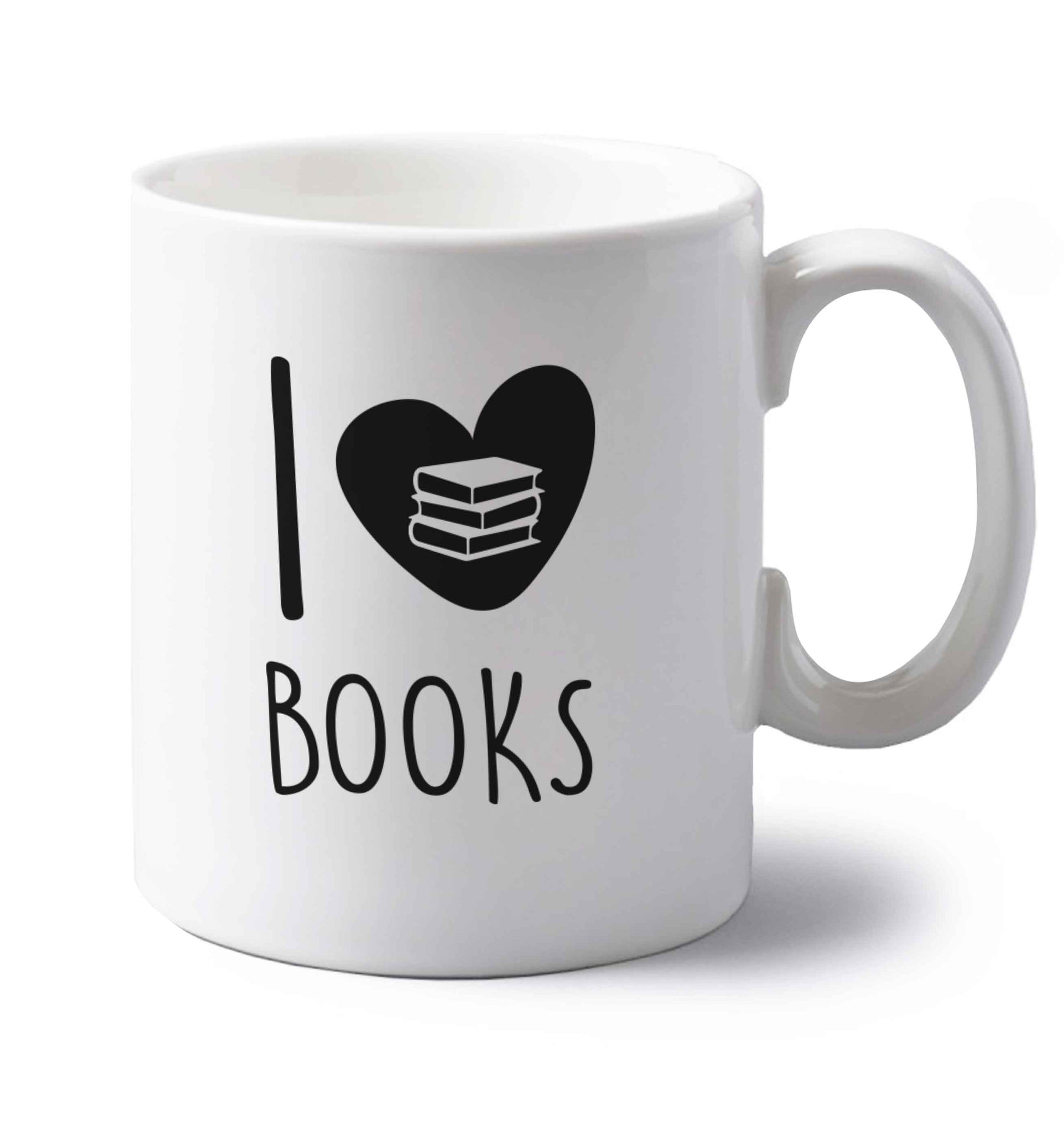 I love books left handed white ceramic mug 