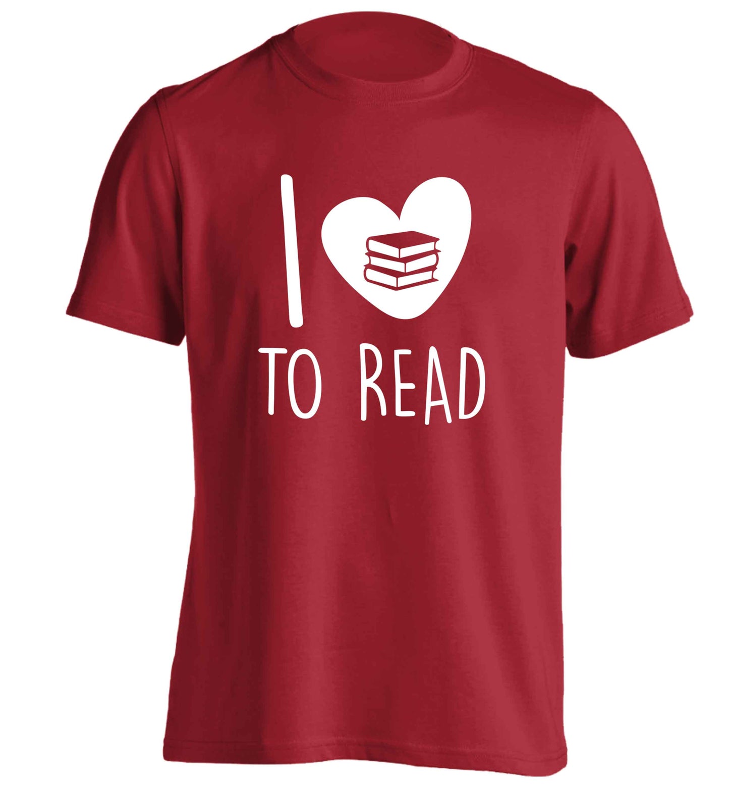 I love to read adults unisex red Tshirt 2XL
