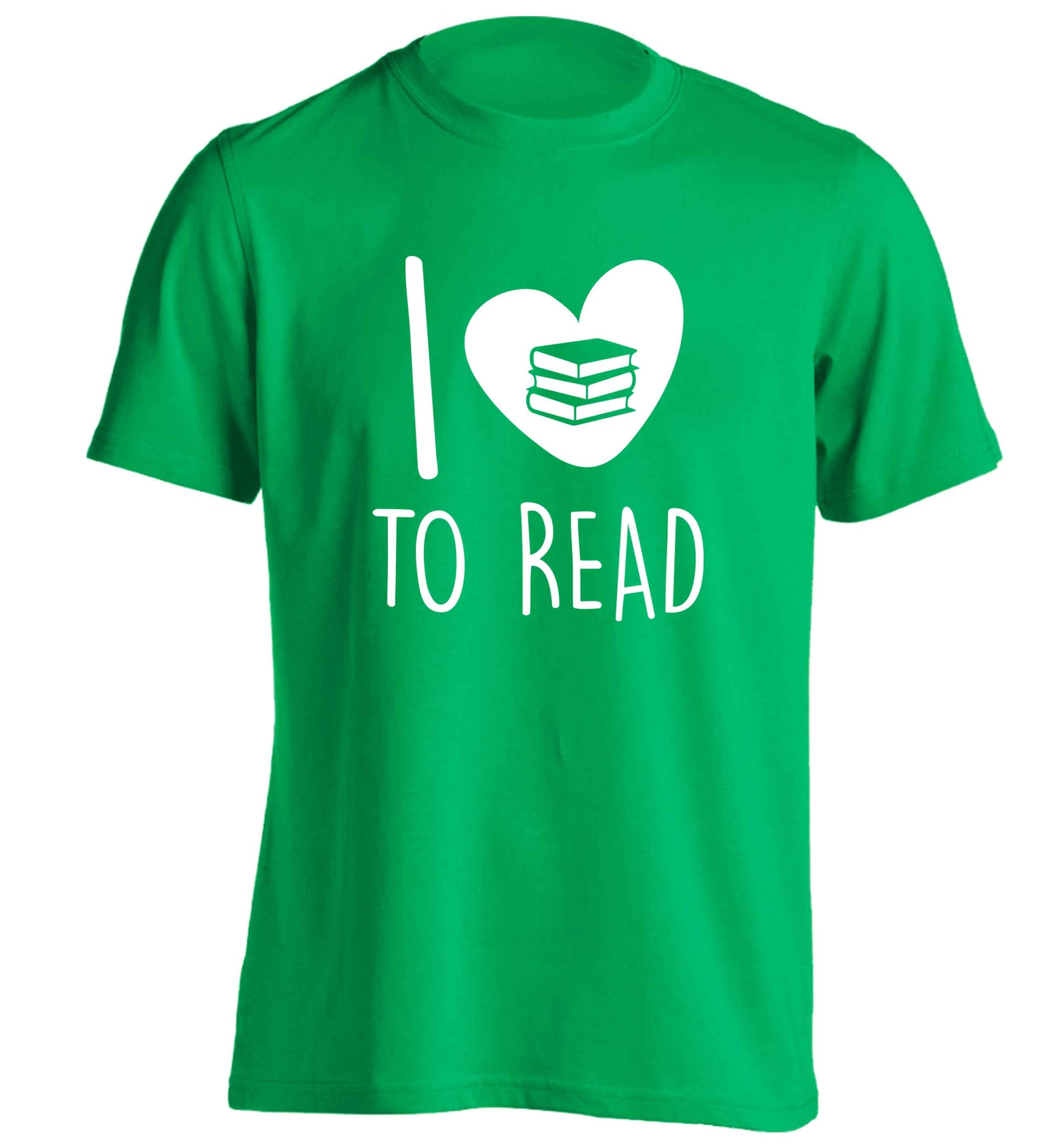 I love to read adults unisex green Tshirt 2XL