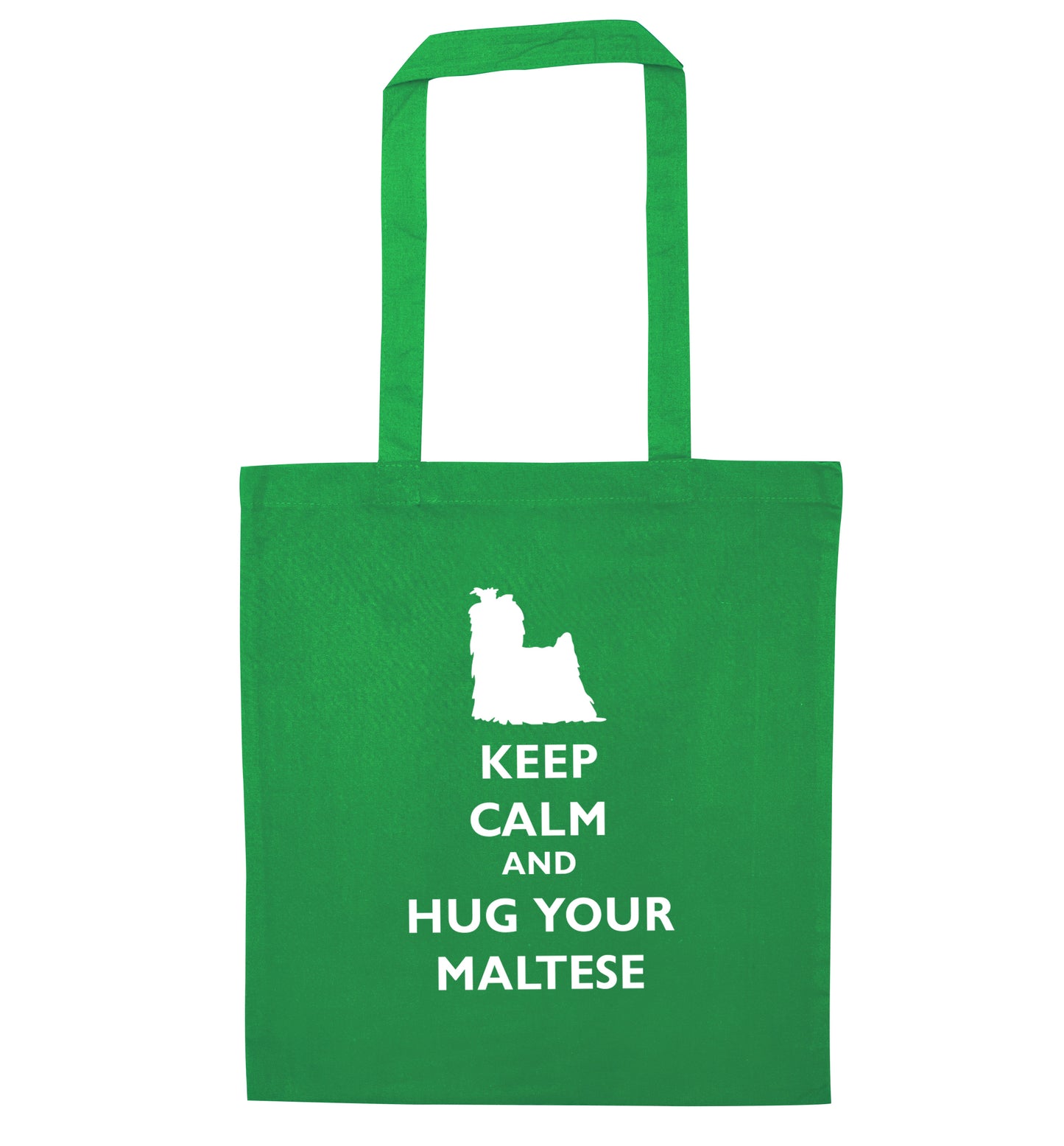 Keep calm and hug your maltese green tote bag