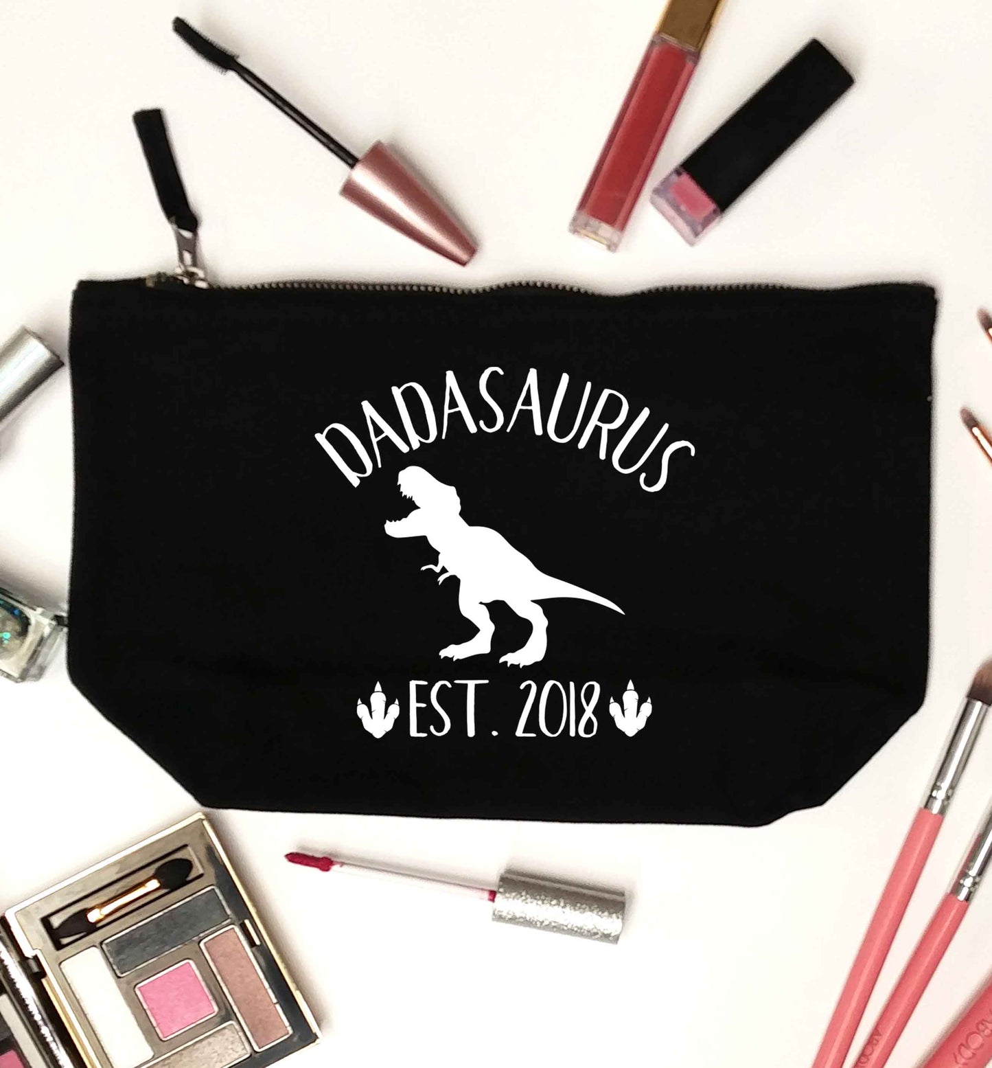 Personalised dadasaurus since (custom date) black makeup bag
