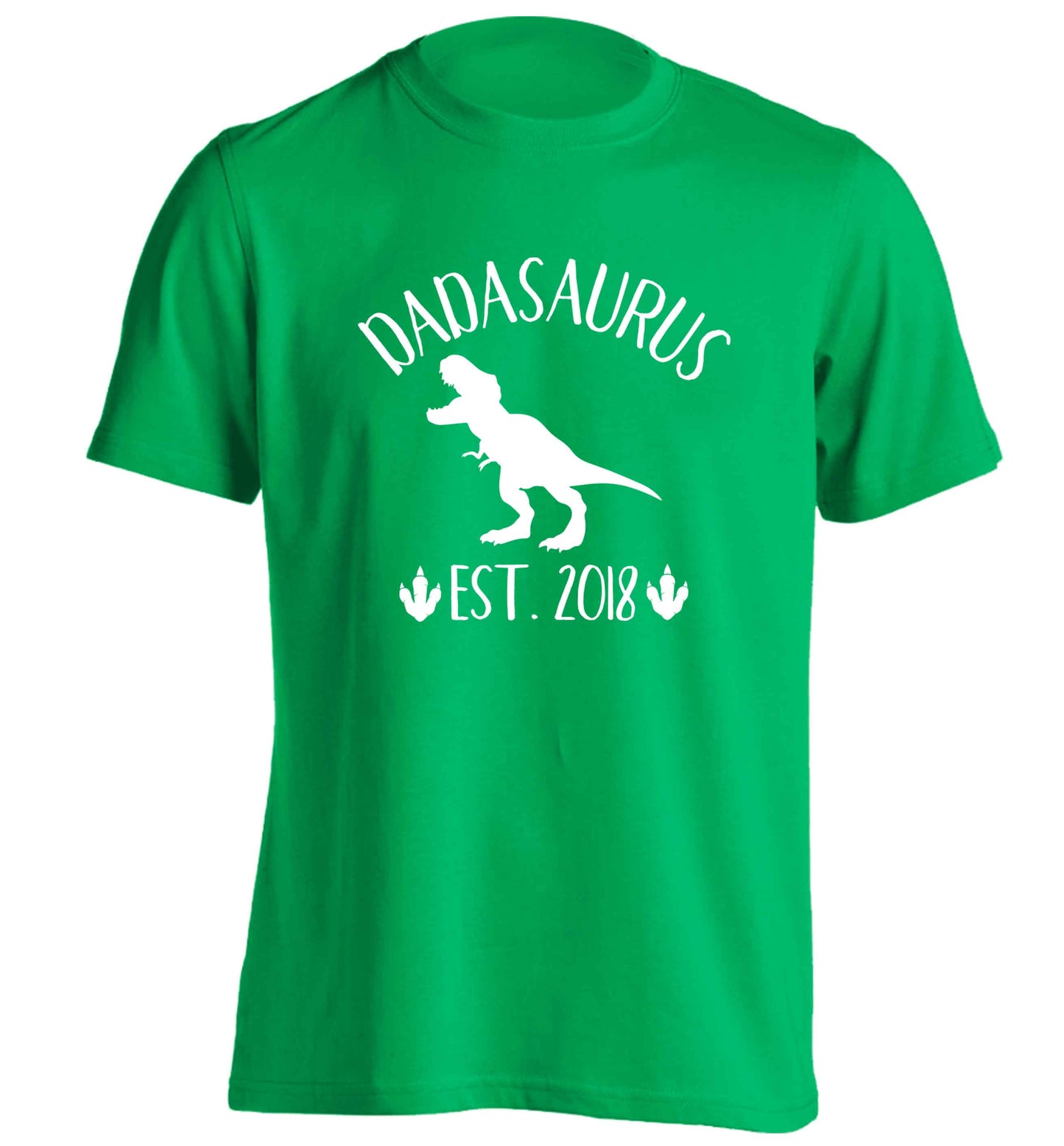 Personalised dadasaurus since (custom date) adults unisex green Tshirt 2XL