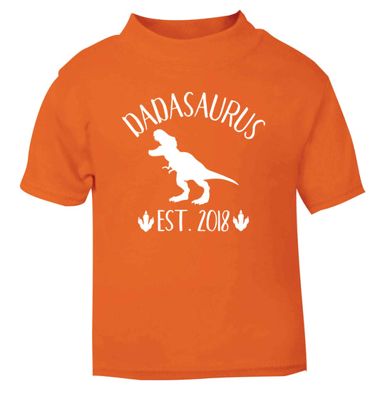 Personalised dadasaurus since (custom date) orange Baby Toddler Tshirt 2 Years