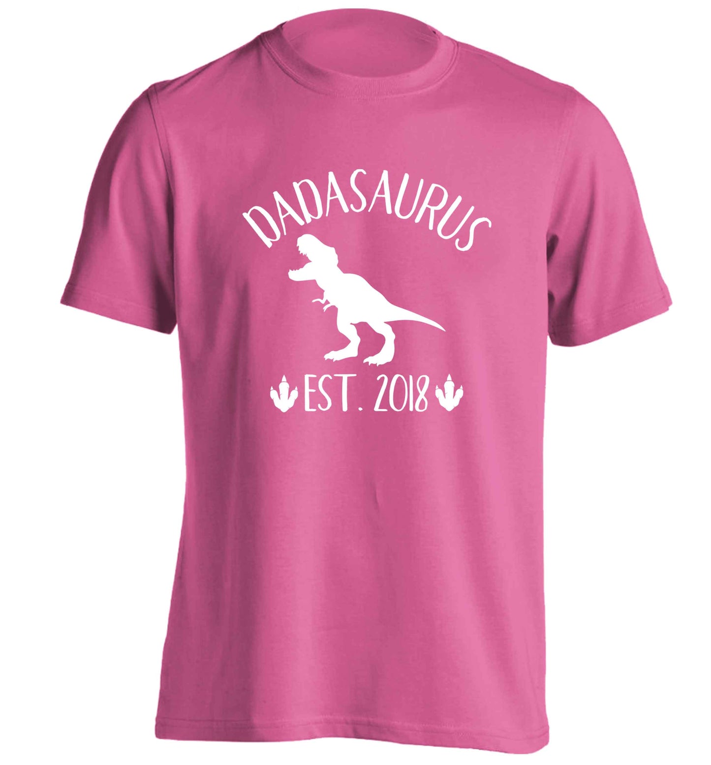 Personalised dadasaurus since (custom date) adults unisex pink Tshirt 2XL