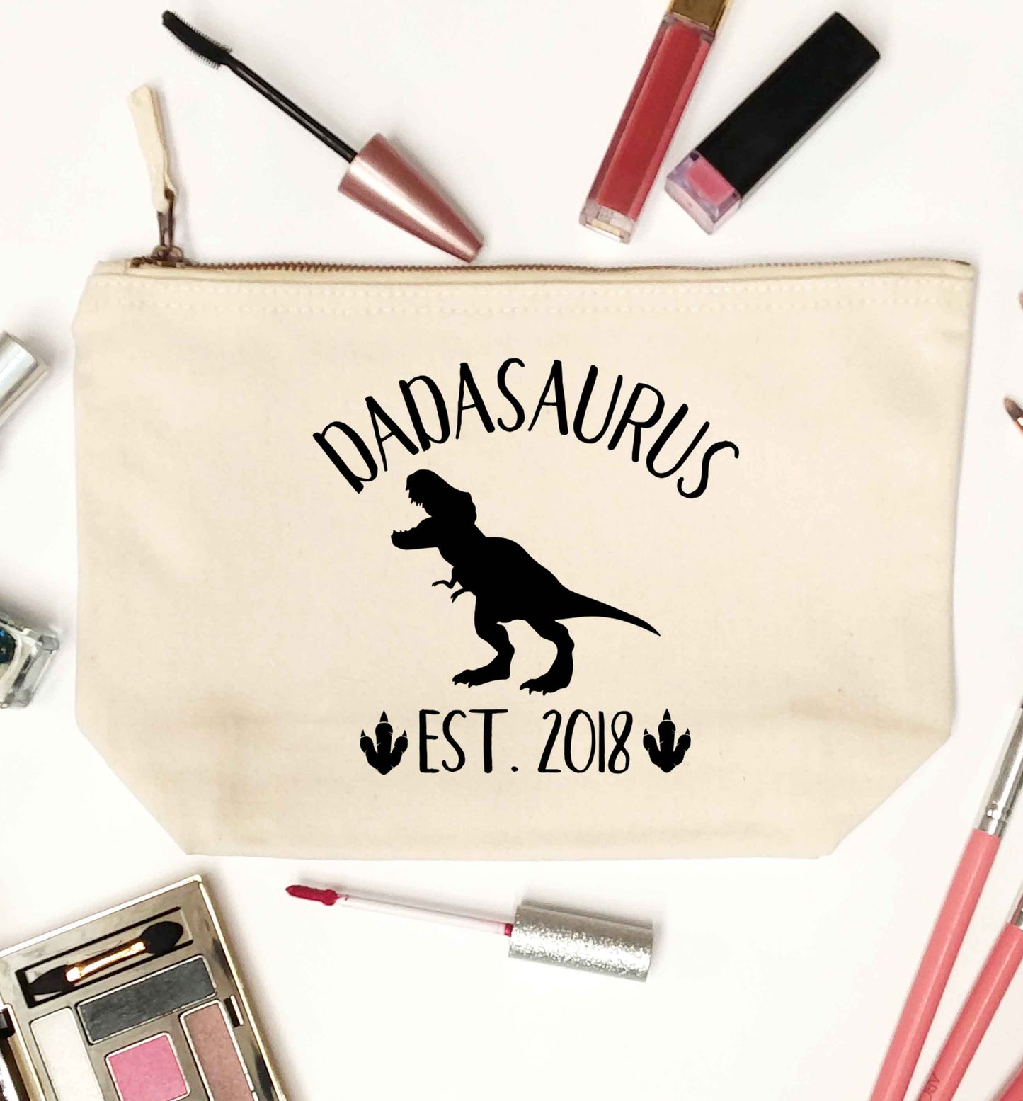 Personalised dadasaurus since (custom date) natural makeup bag