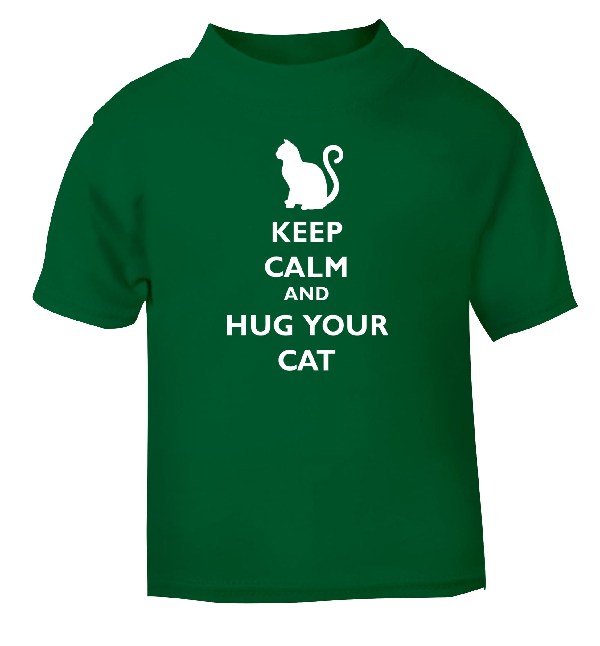 Keep calm and hug your cat green Baby Toddler Tshirt 2 Years