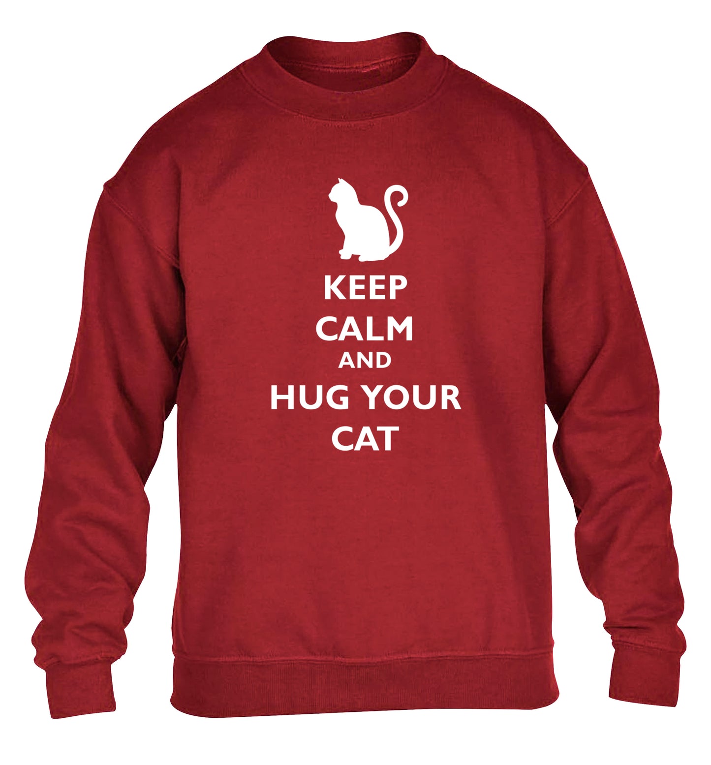 Keep calm and hug your cat children's grey sweater 12-13 Years