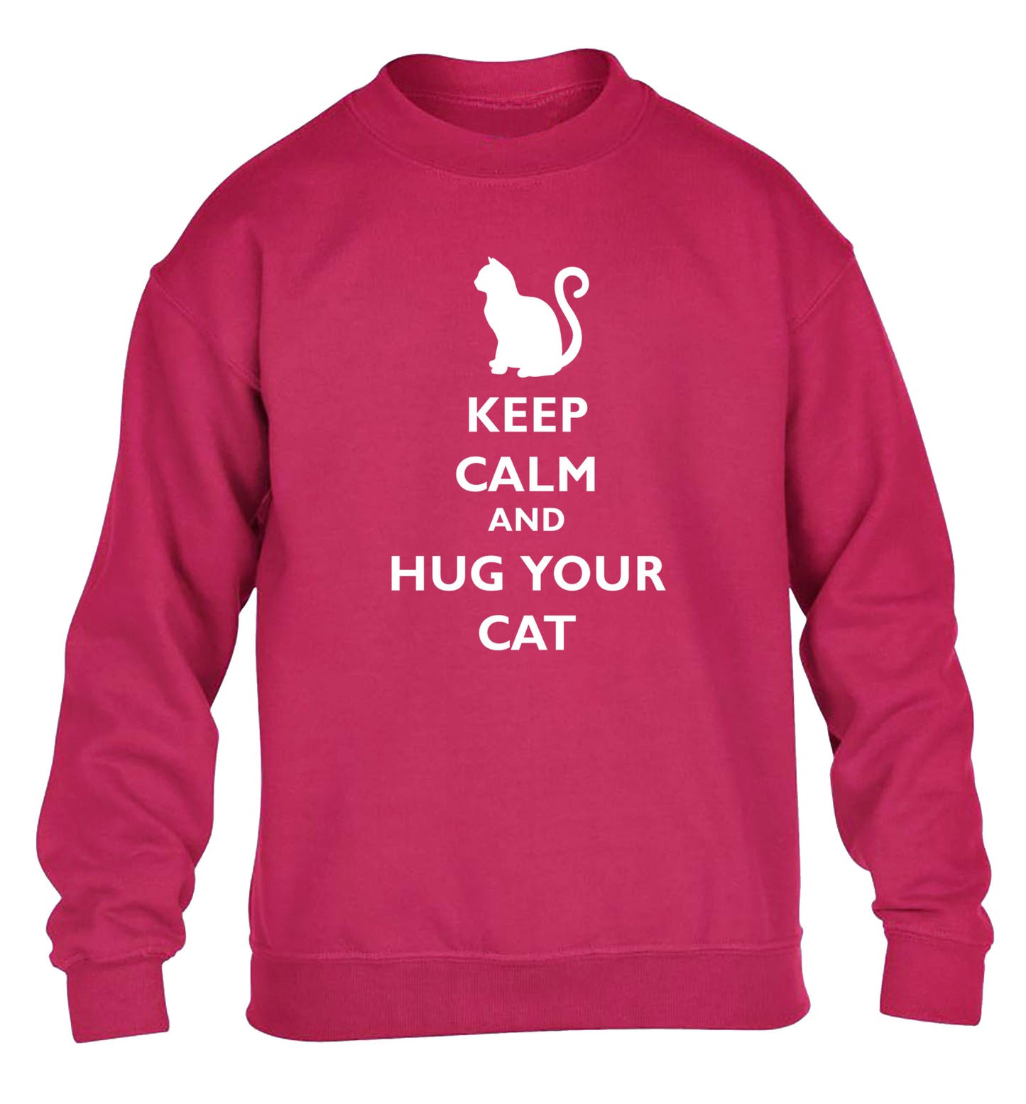 Keep calm and hug your cat children's pink sweater 12-13 Years