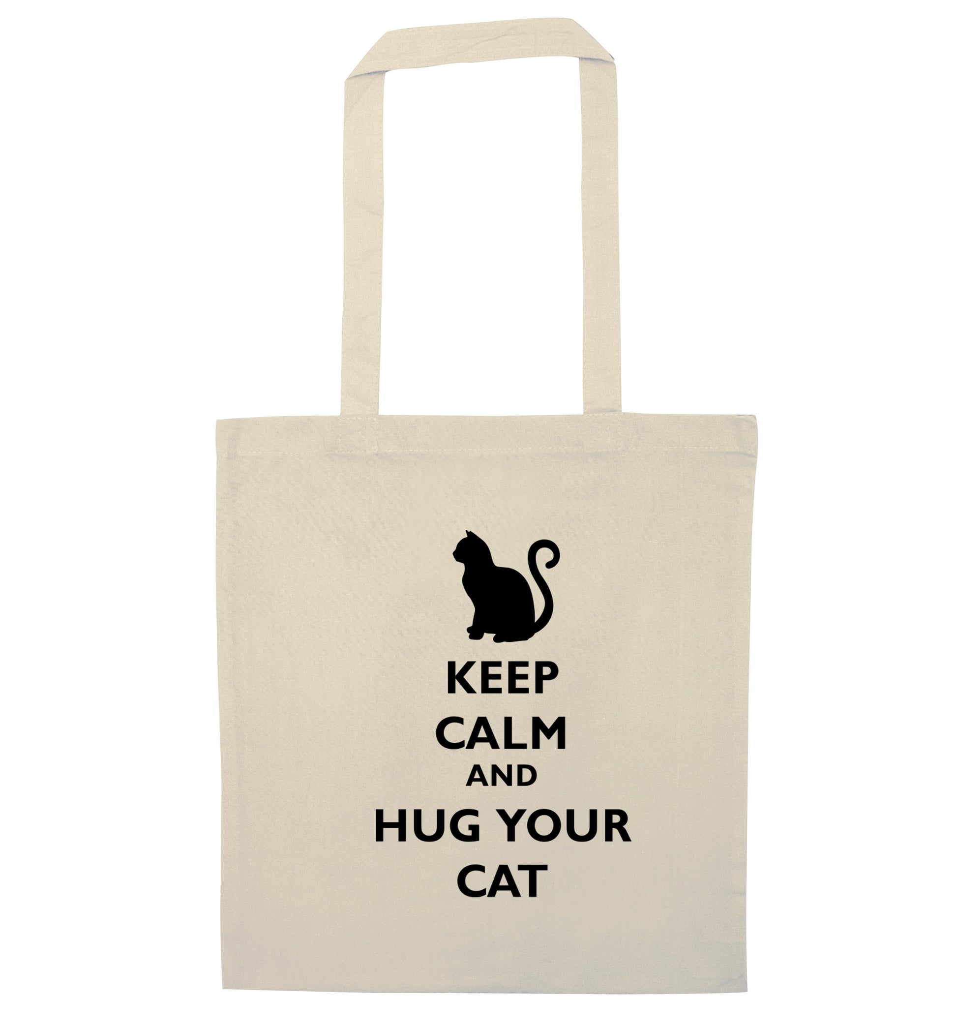Keep calm and hug your cat natural tote bag