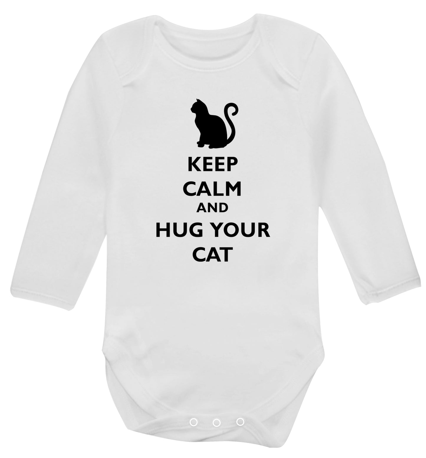 Keep calm and hug your cat Baby Vest long sleeved white 6-12 months