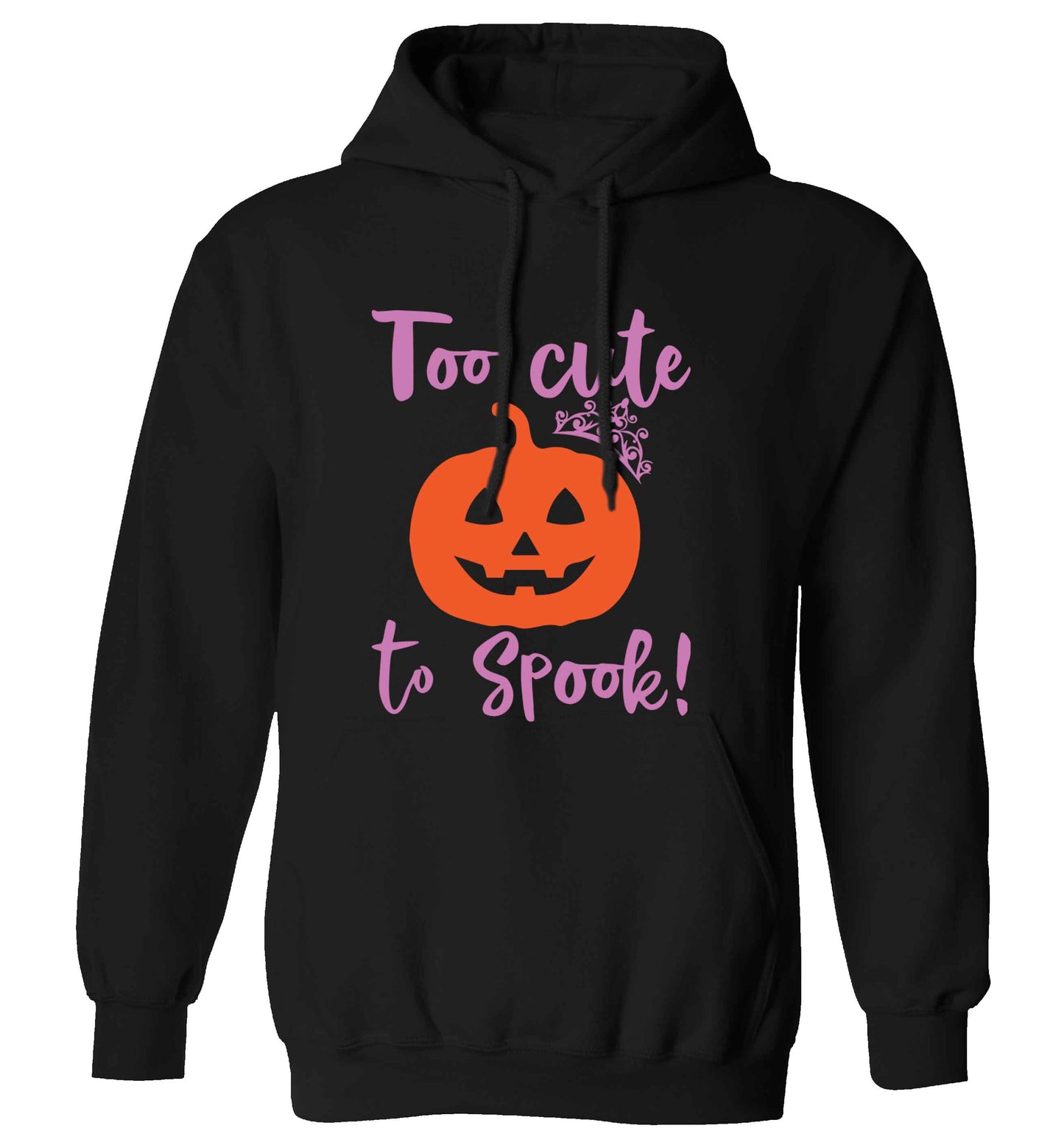Too cute to spook! adults unisex black hoodie 2XL