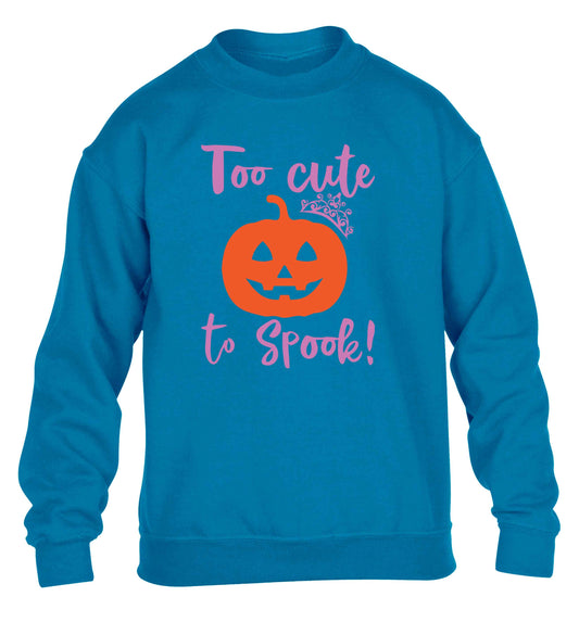 Too cute to spook! children's blue sweater 12-13 Years