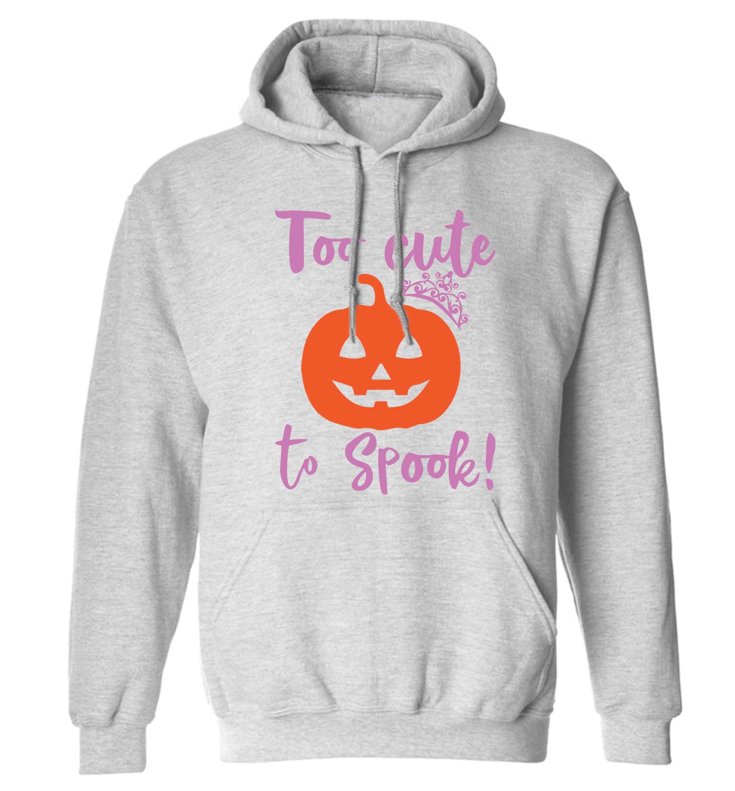 Too cute to spook! adults unisex grey hoodie 2XL