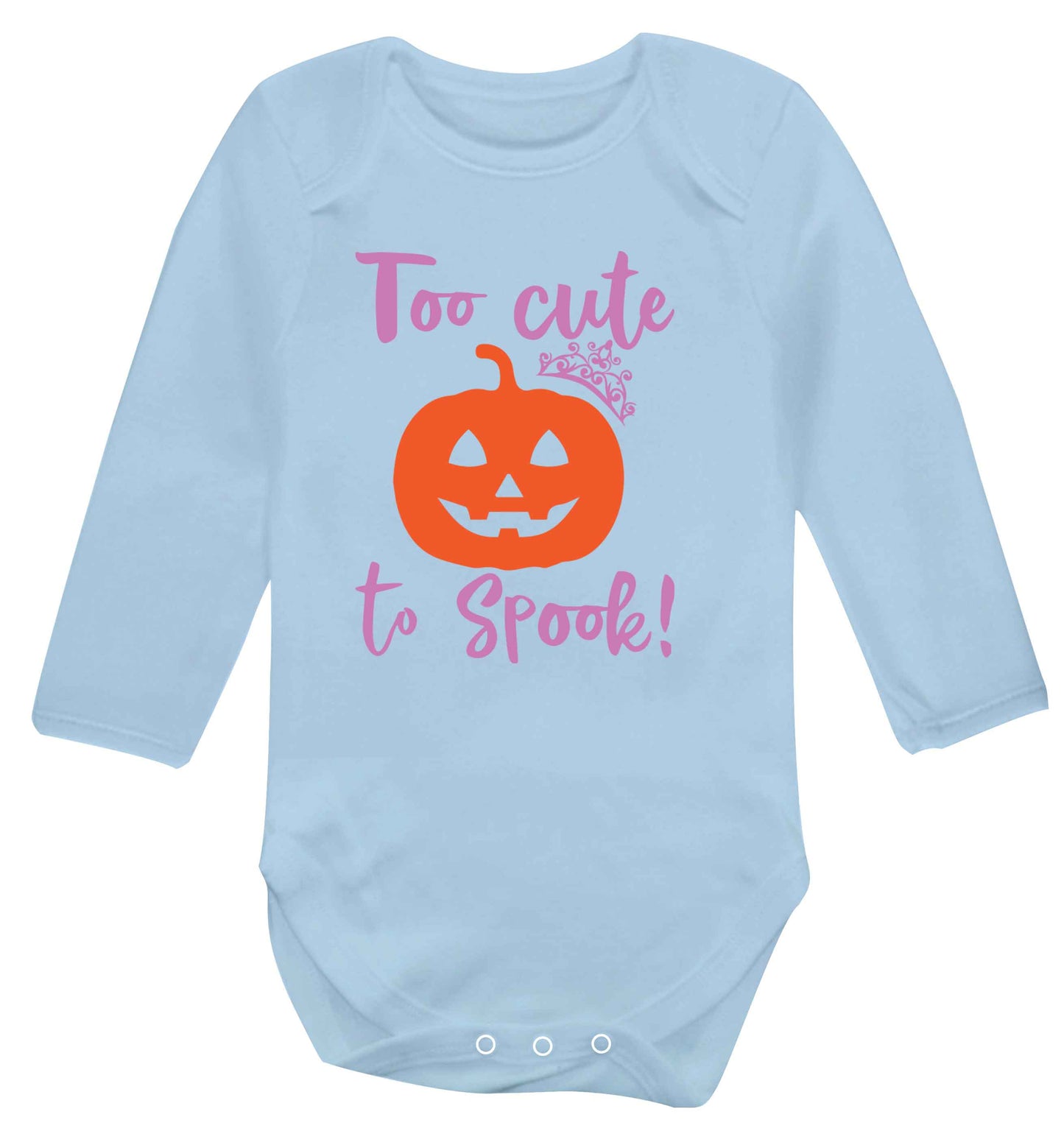 Too cute to spook! Baby Vest long sleeved pale blue 6-12 months