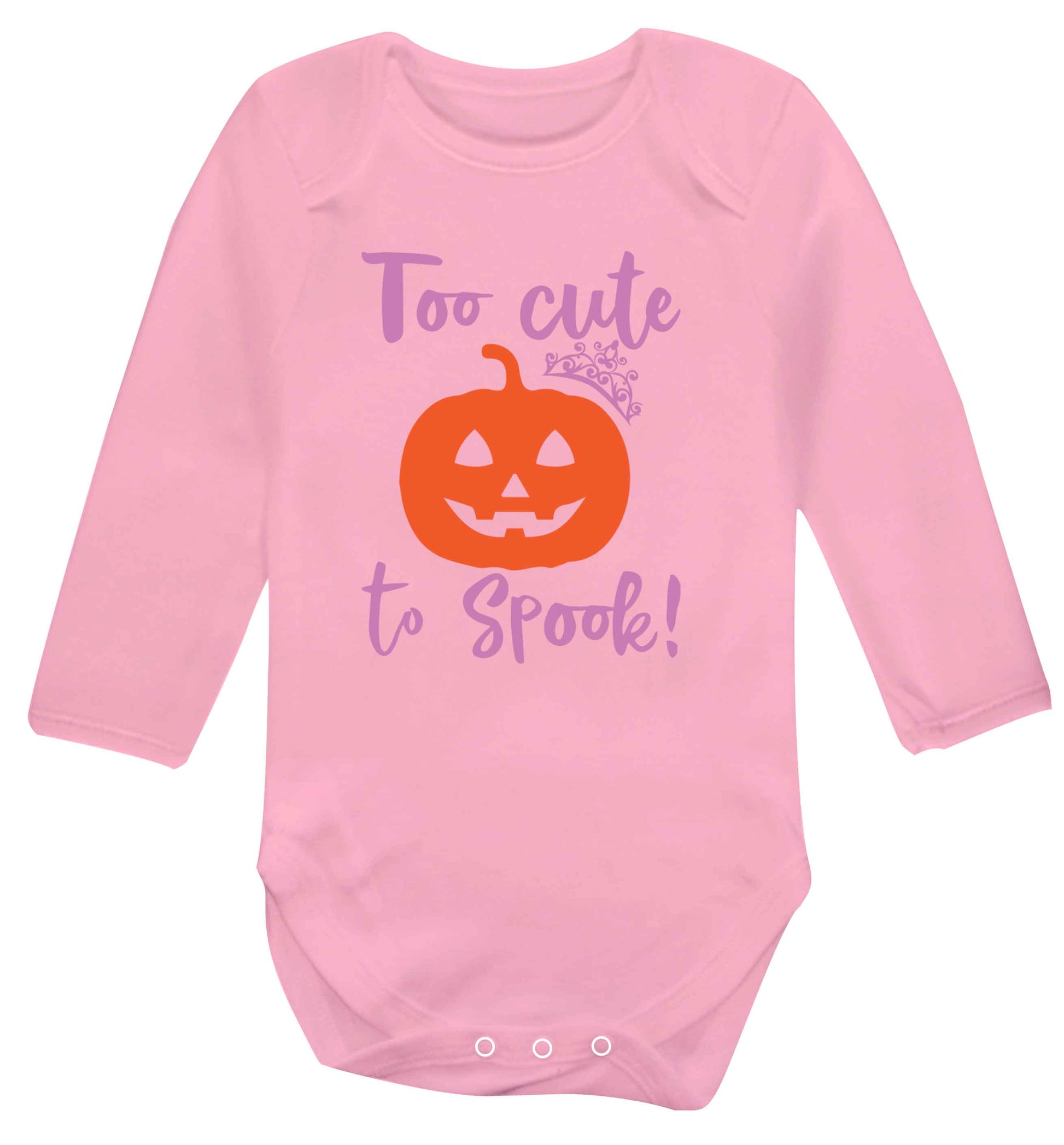 Too cute to spook! Baby Vest long sleeved pale pink 6-12 months