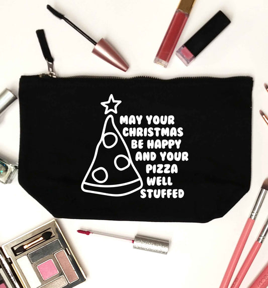 May your Christmas be happy and your pizza well stuffed black makeup bag
