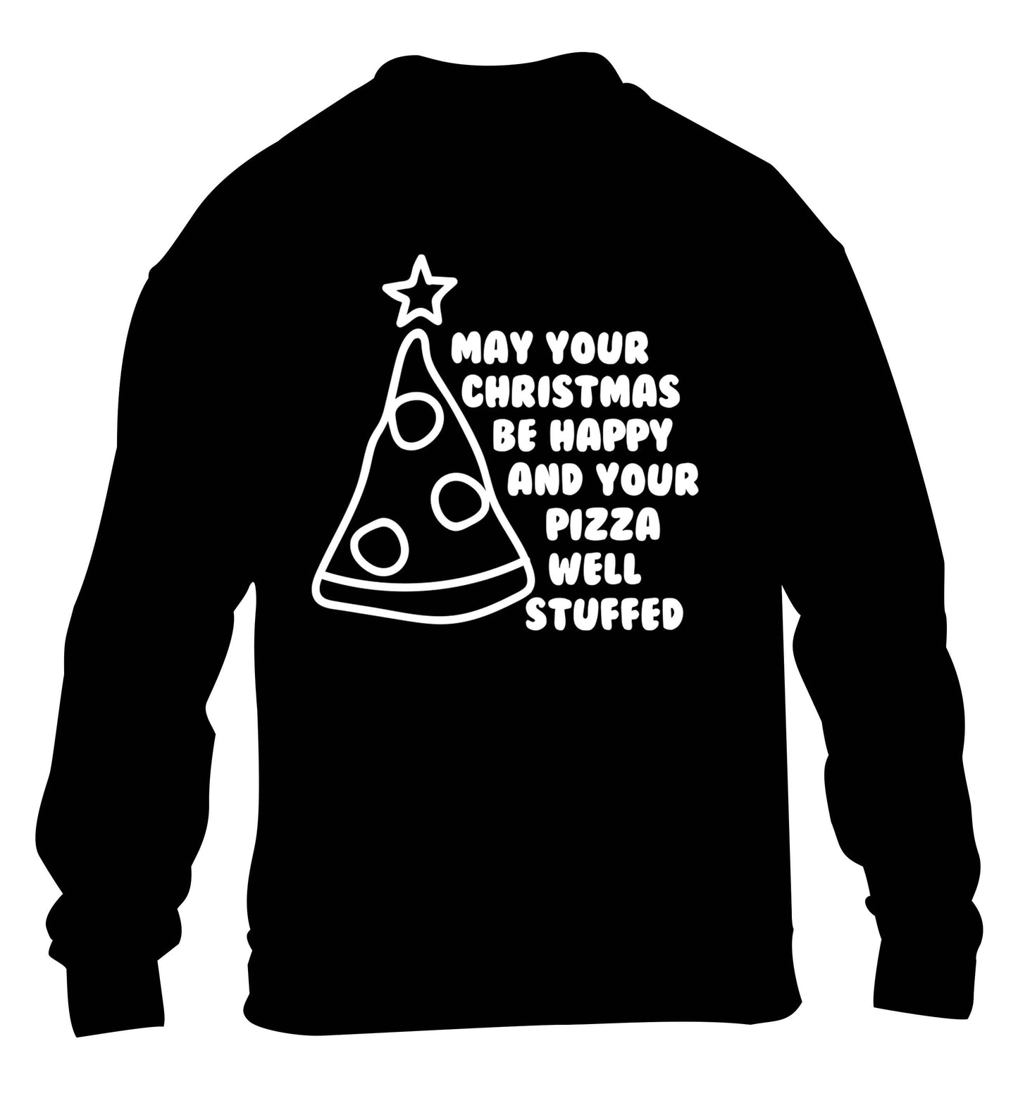 May your Christmas be happy and your pizza well stuffed children's black sweater 12-13 Years