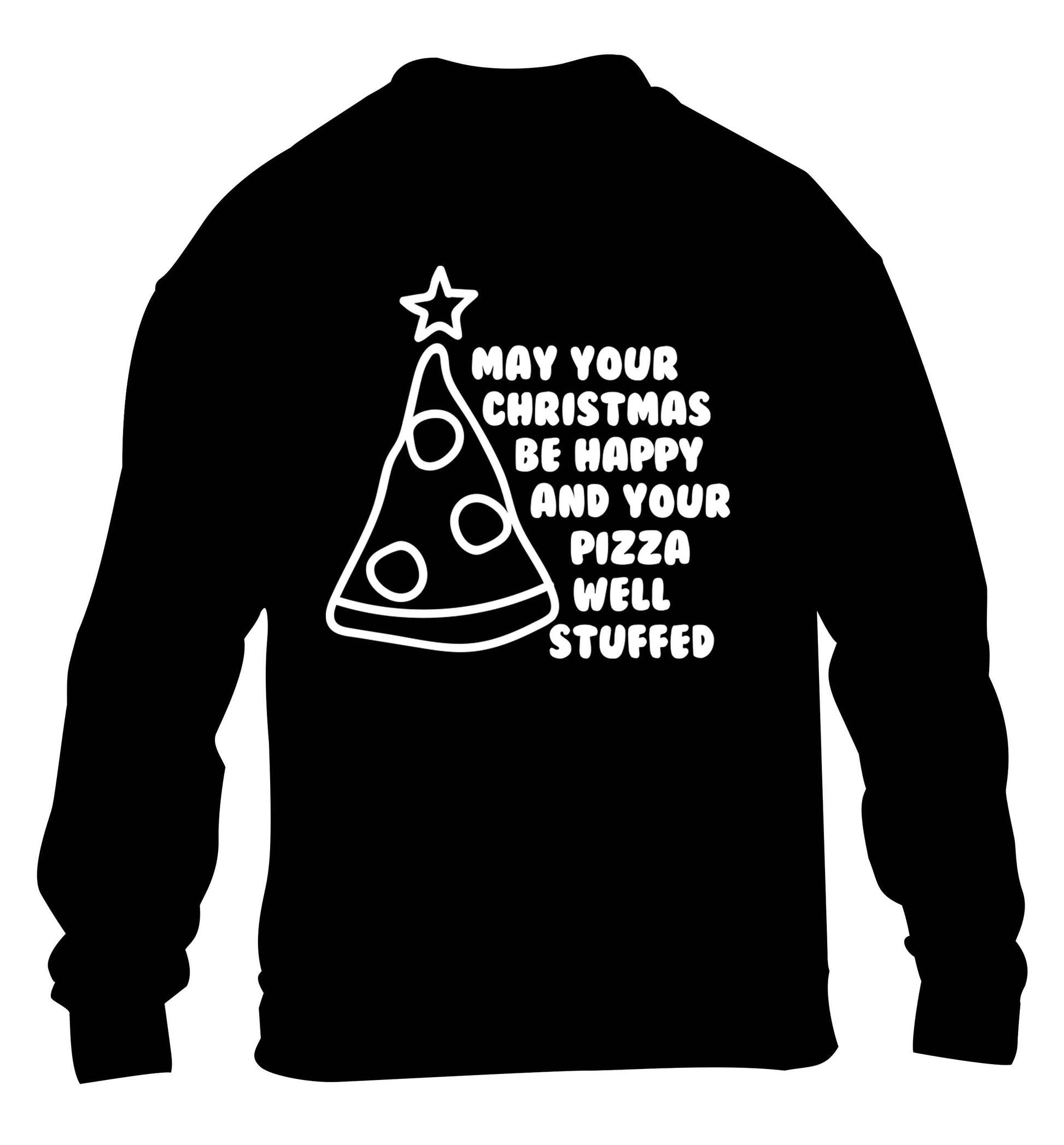 May your Christmas be happy and your pizza well stuffed children's black sweater 12-13 Years