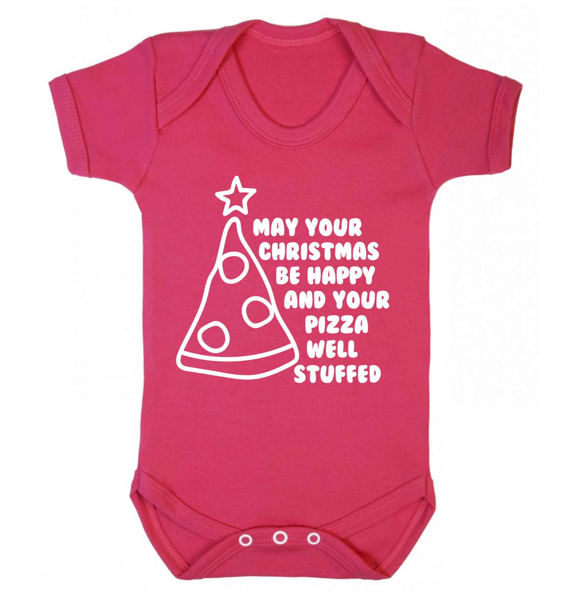 May your Christmas be happy and your pizza well stuffed Baby Vest dark pink 18-24 months