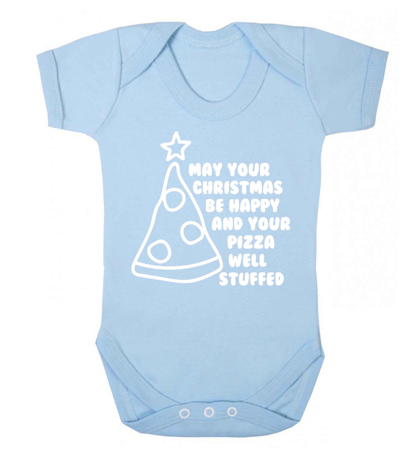 May your Christmas be happy and your pizza well stuffed Baby Vest pale blue 18-24 months