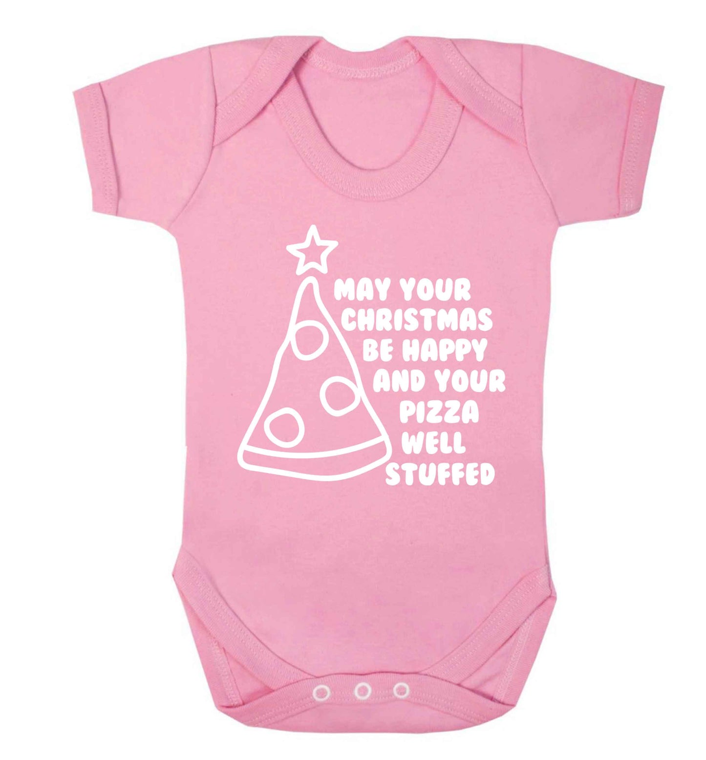 May your Christmas be happy and your pizza well stuffed Baby Vest pale pink 18-24 months