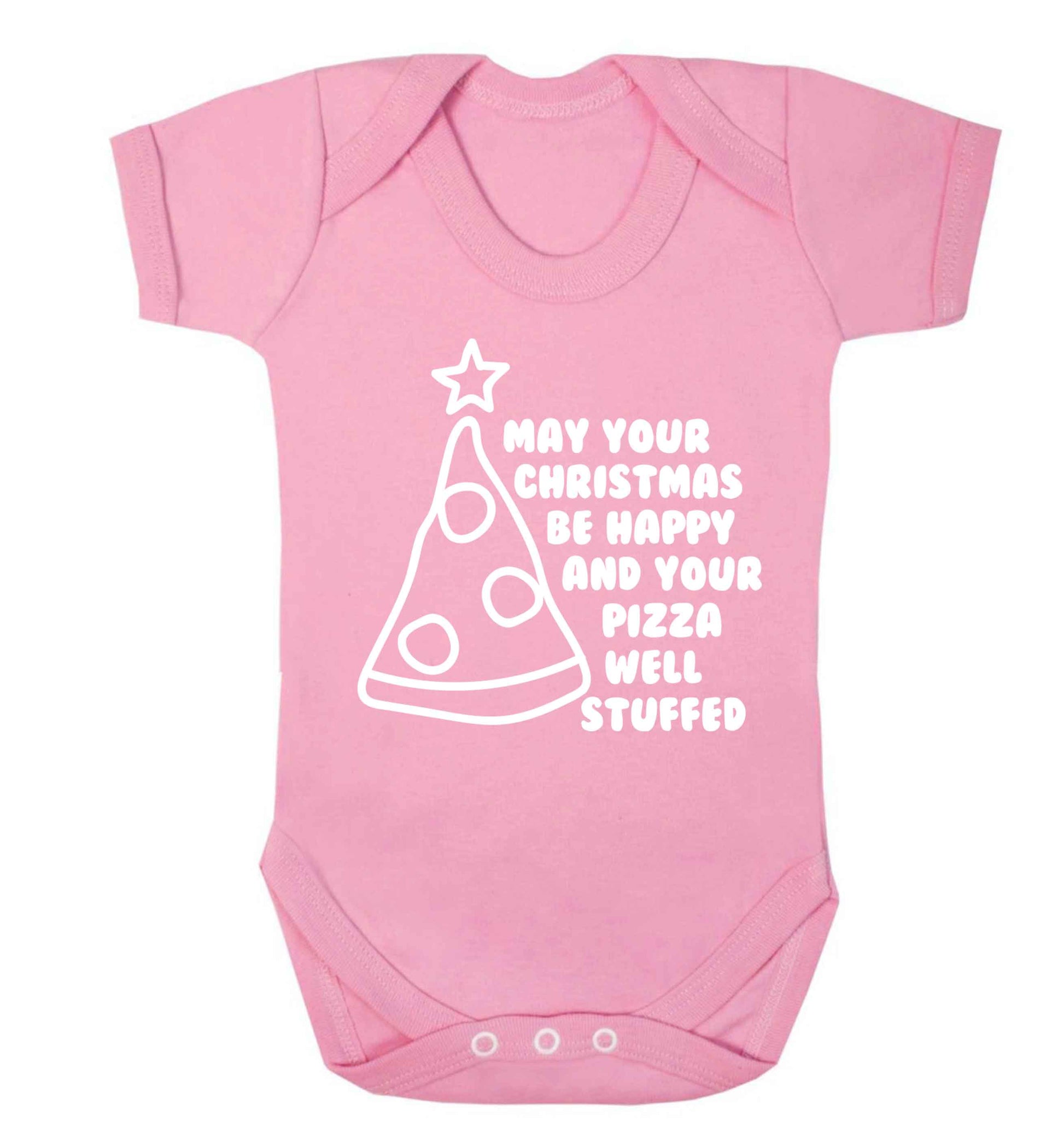 May your Christmas be happy and your pizza well stuffed Baby Vest pale pink 18-24 months