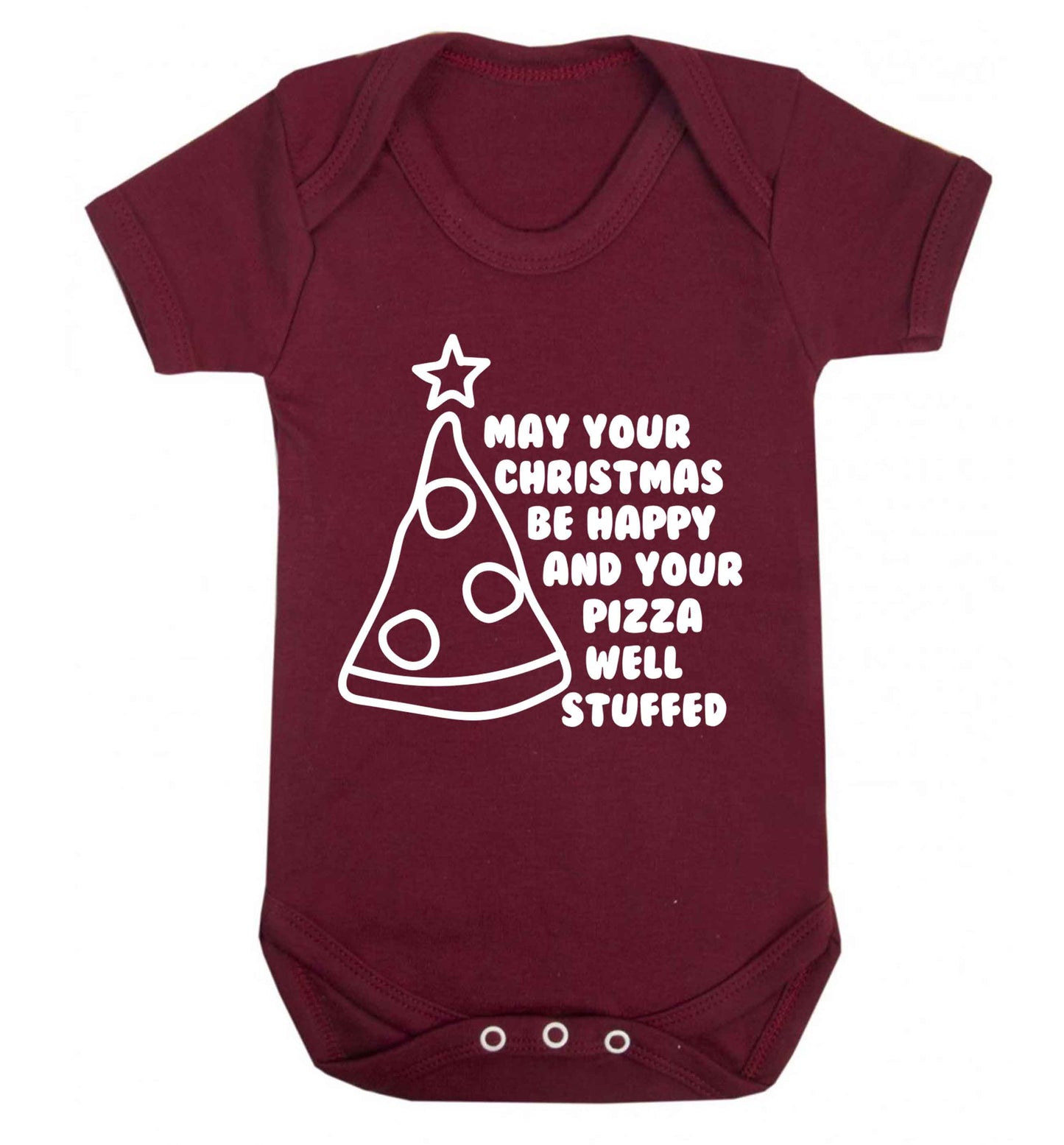 May your Christmas be happy and your pizza well stuffed Baby Vest maroon 18-24 months