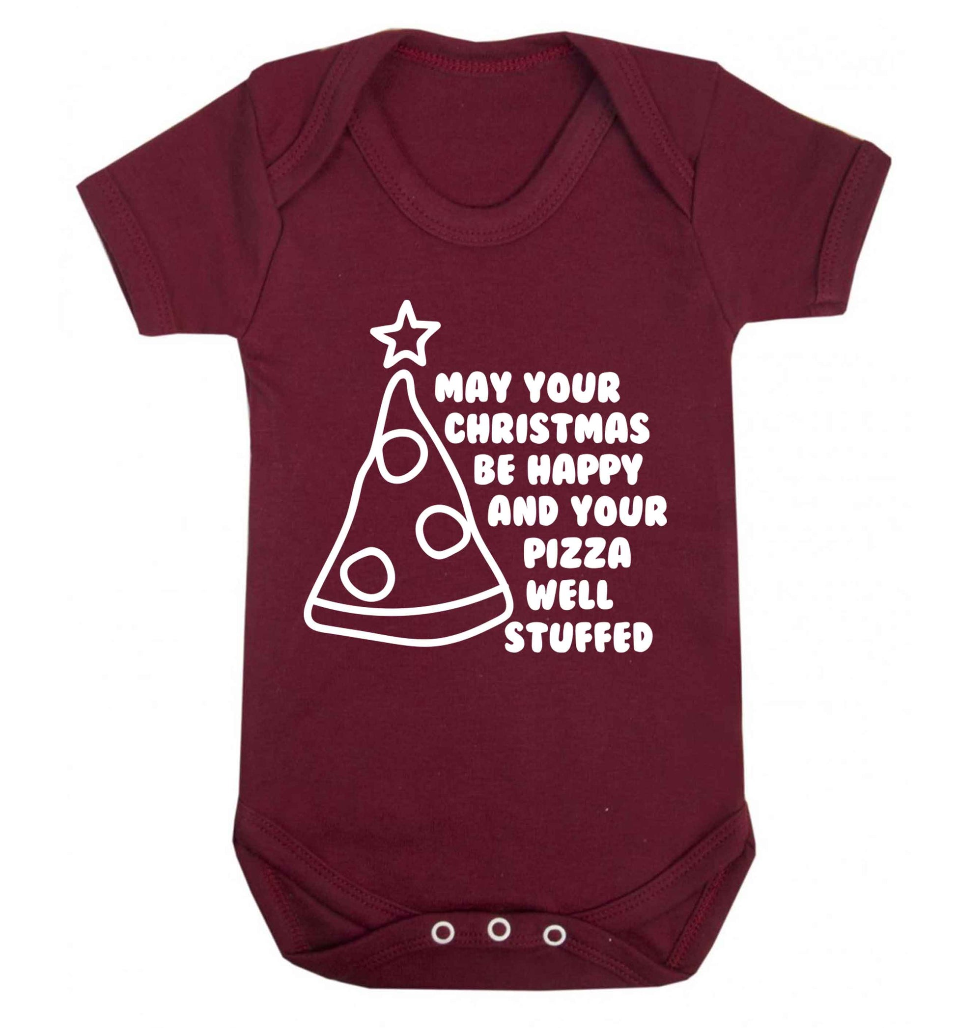 May your Christmas be happy and your pizza well stuffed Baby Vest maroon 18-24 months