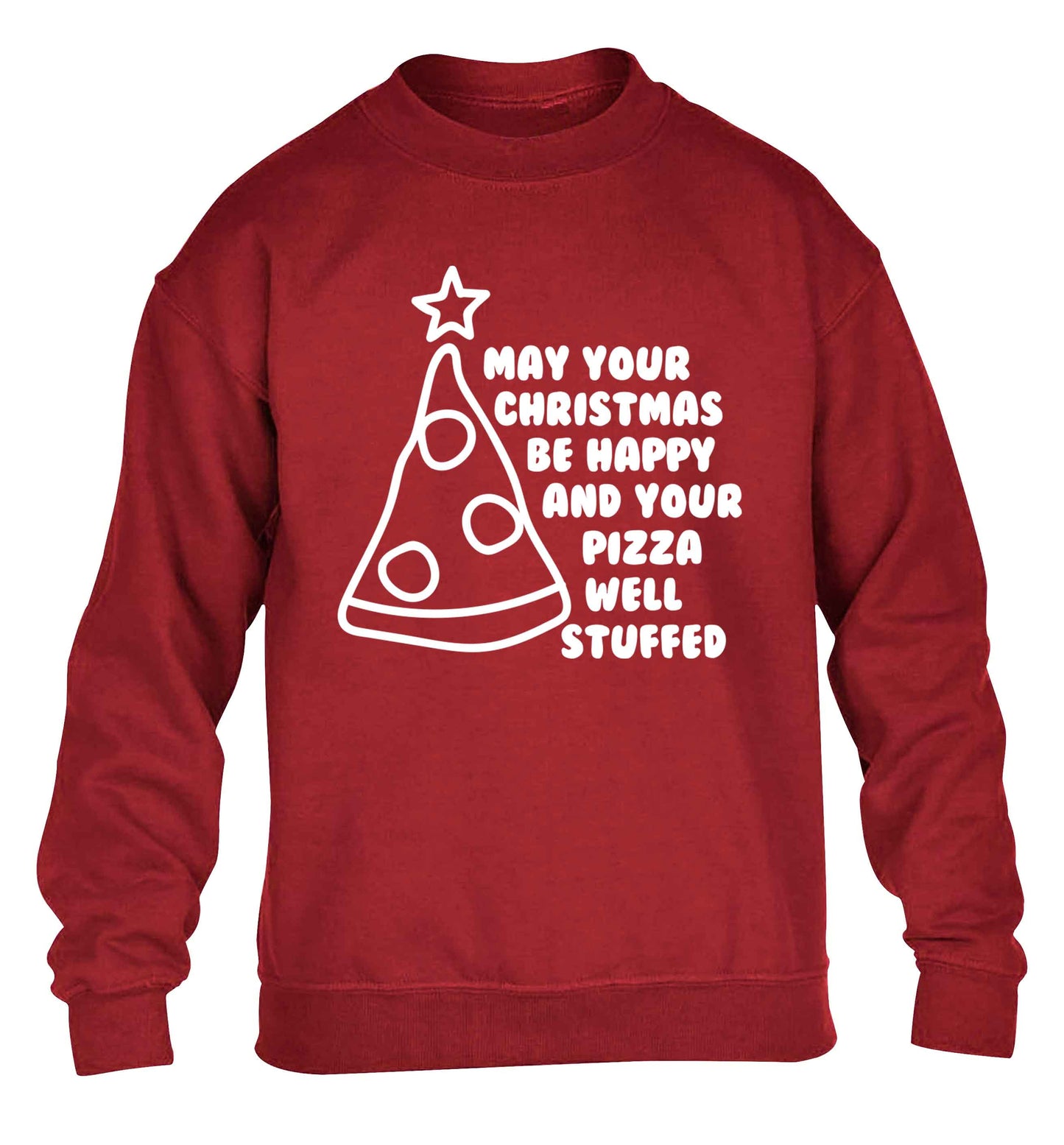 May your Christmas be happy and your pizza well stuffed children's grey sweater 12-13 Years