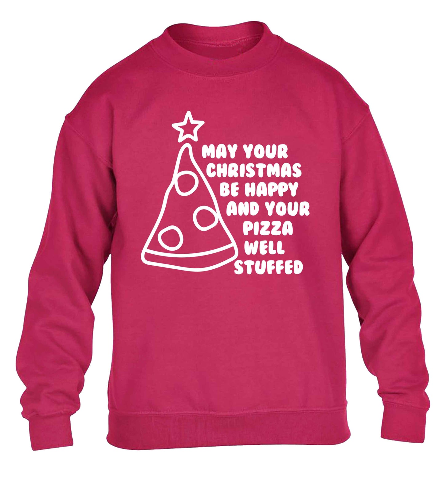 May your Christmas be happy and your pizza well stuffed children's pink sweater 12-13 Years