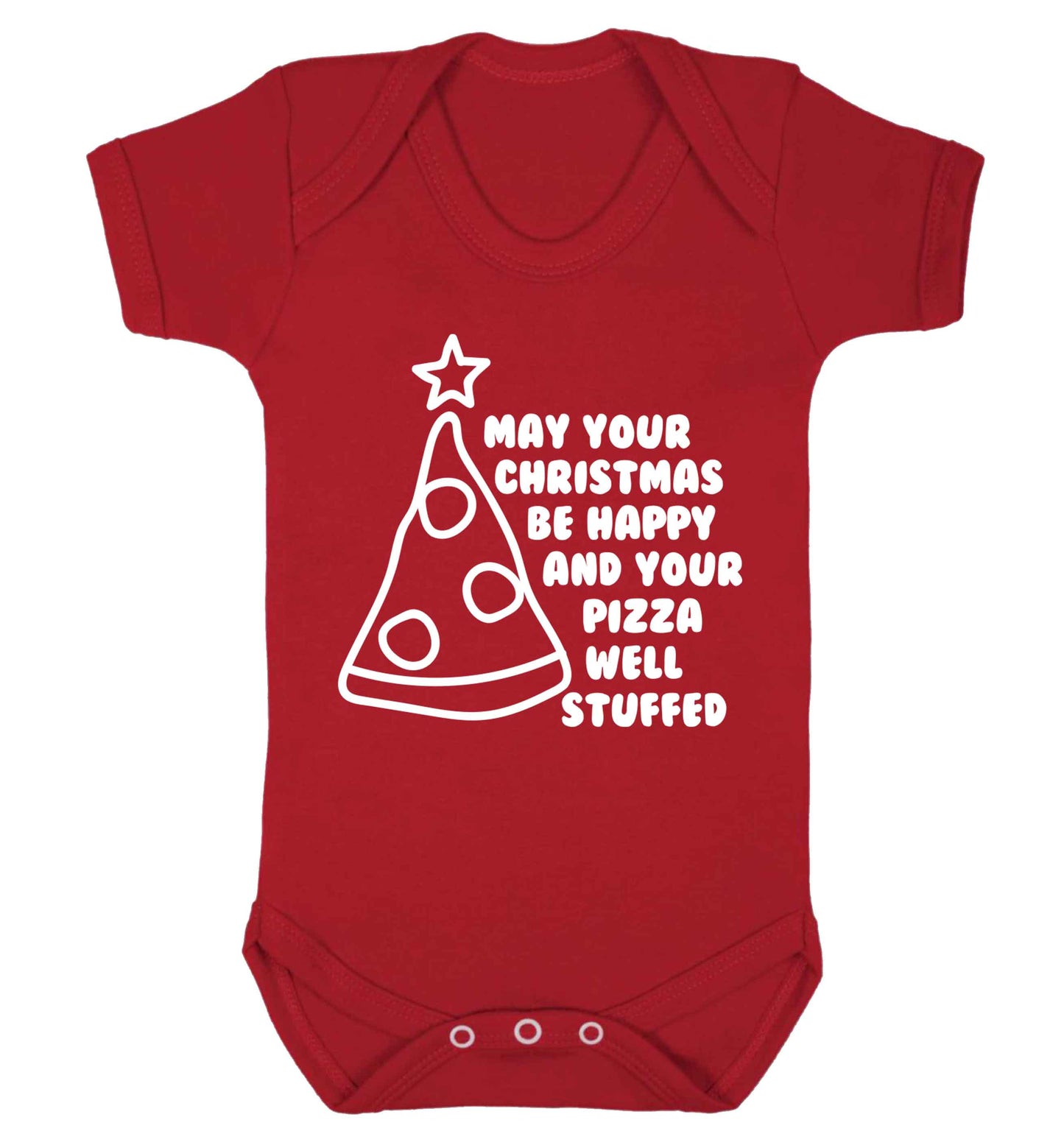 May your Christmas be happy and your pizza well stuffed Baby Vest red 18-24 months