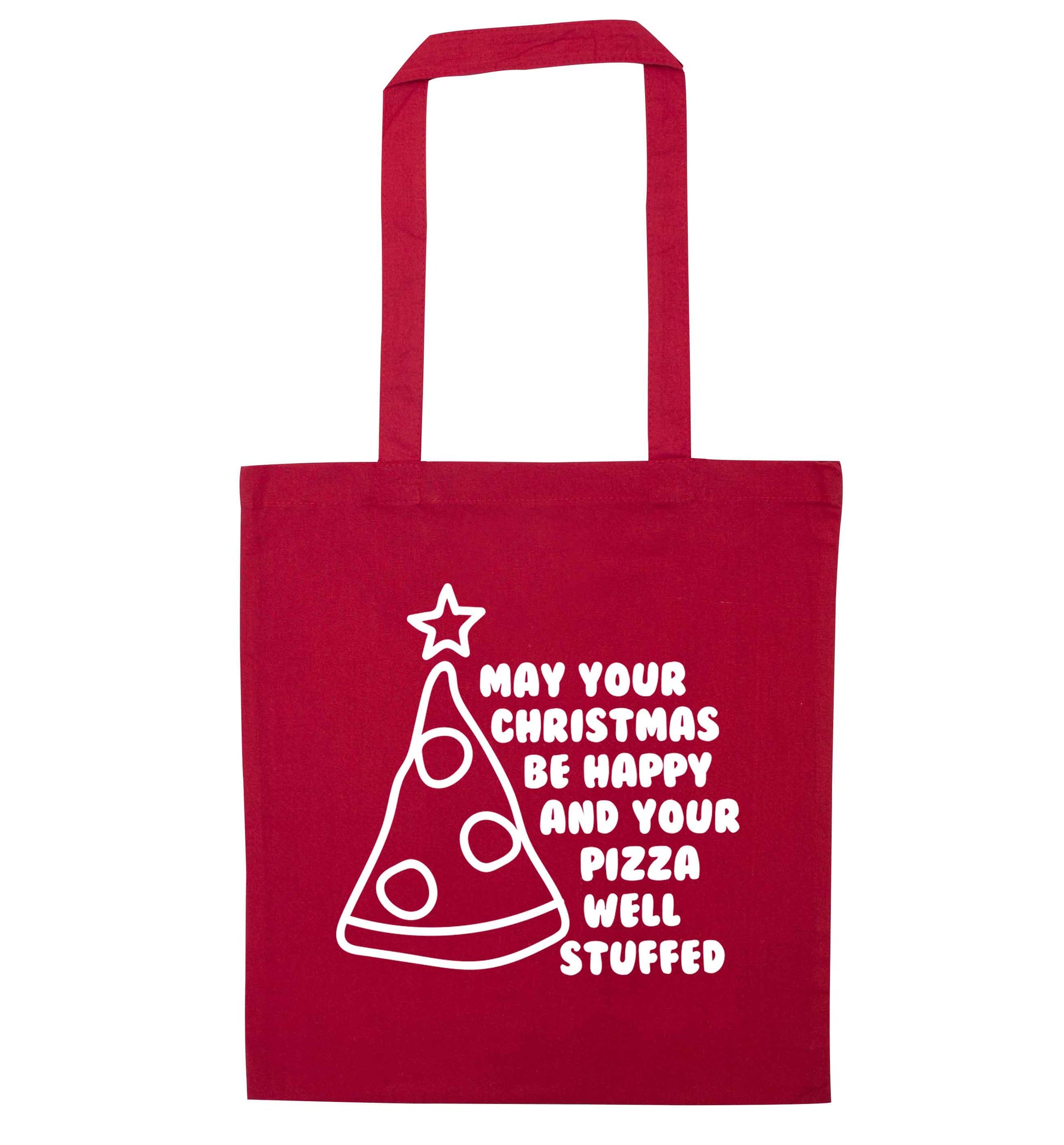 May your Christmas be happy and your pizza well stuffed red tote bag