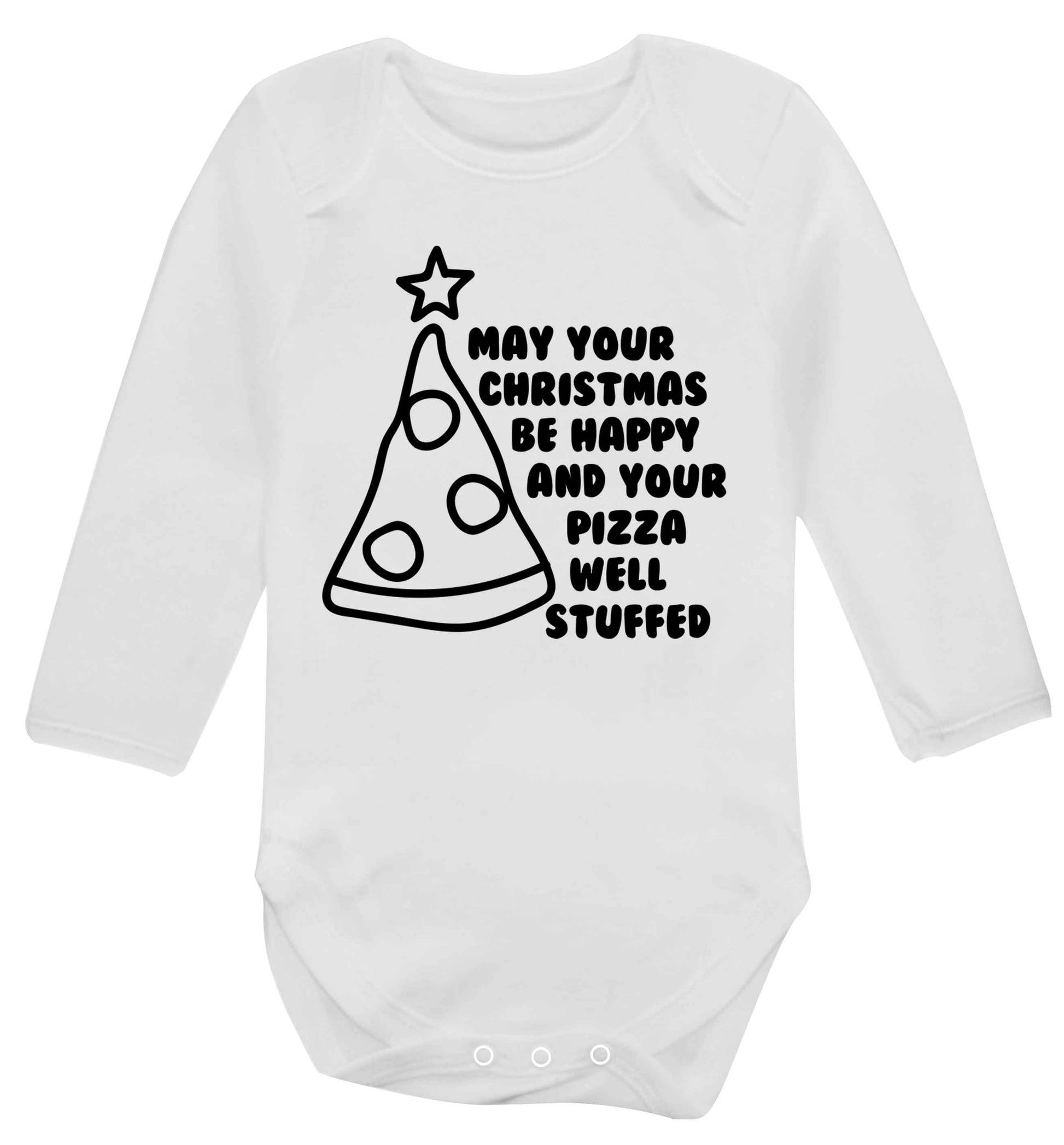 May your Christmas be happy and your pizza well stuffed Baby Vest long sleeved white 6-12 months