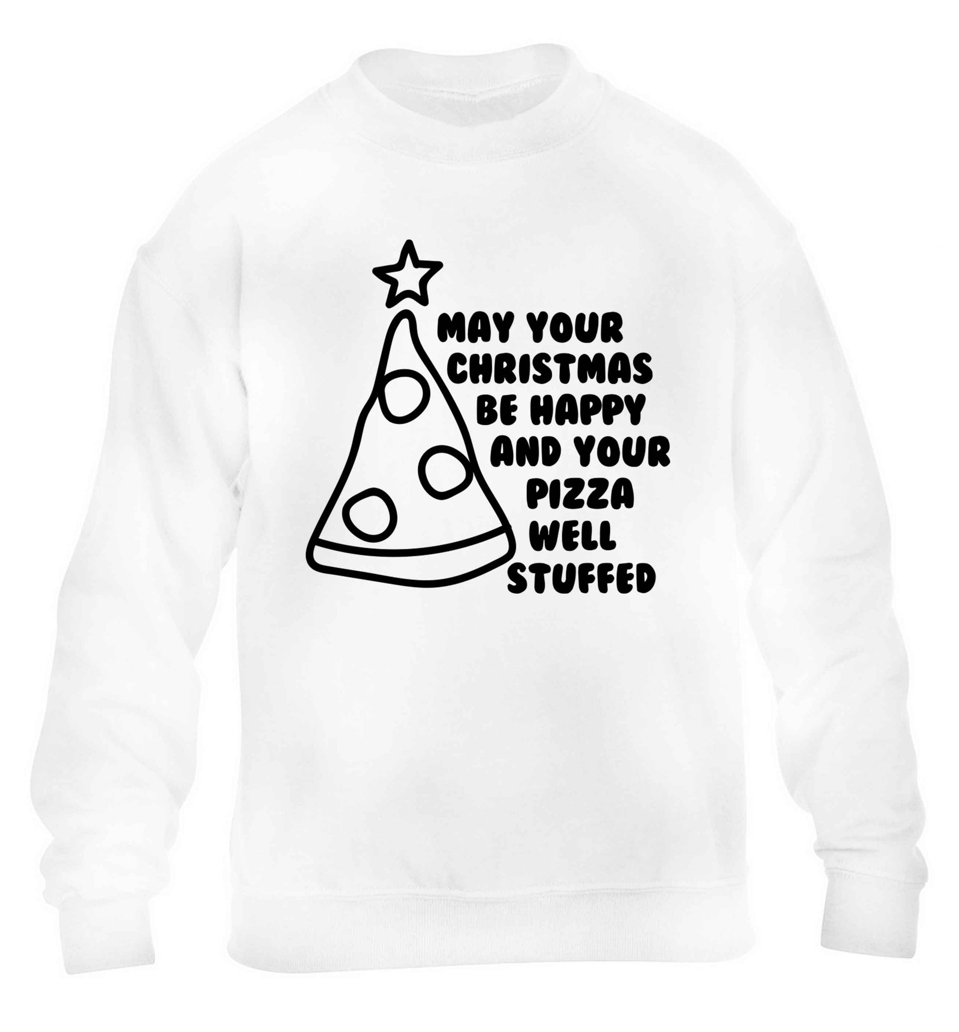 May your Christmas be happy and your pizza well stuffed children's white sweater 12-13 Years