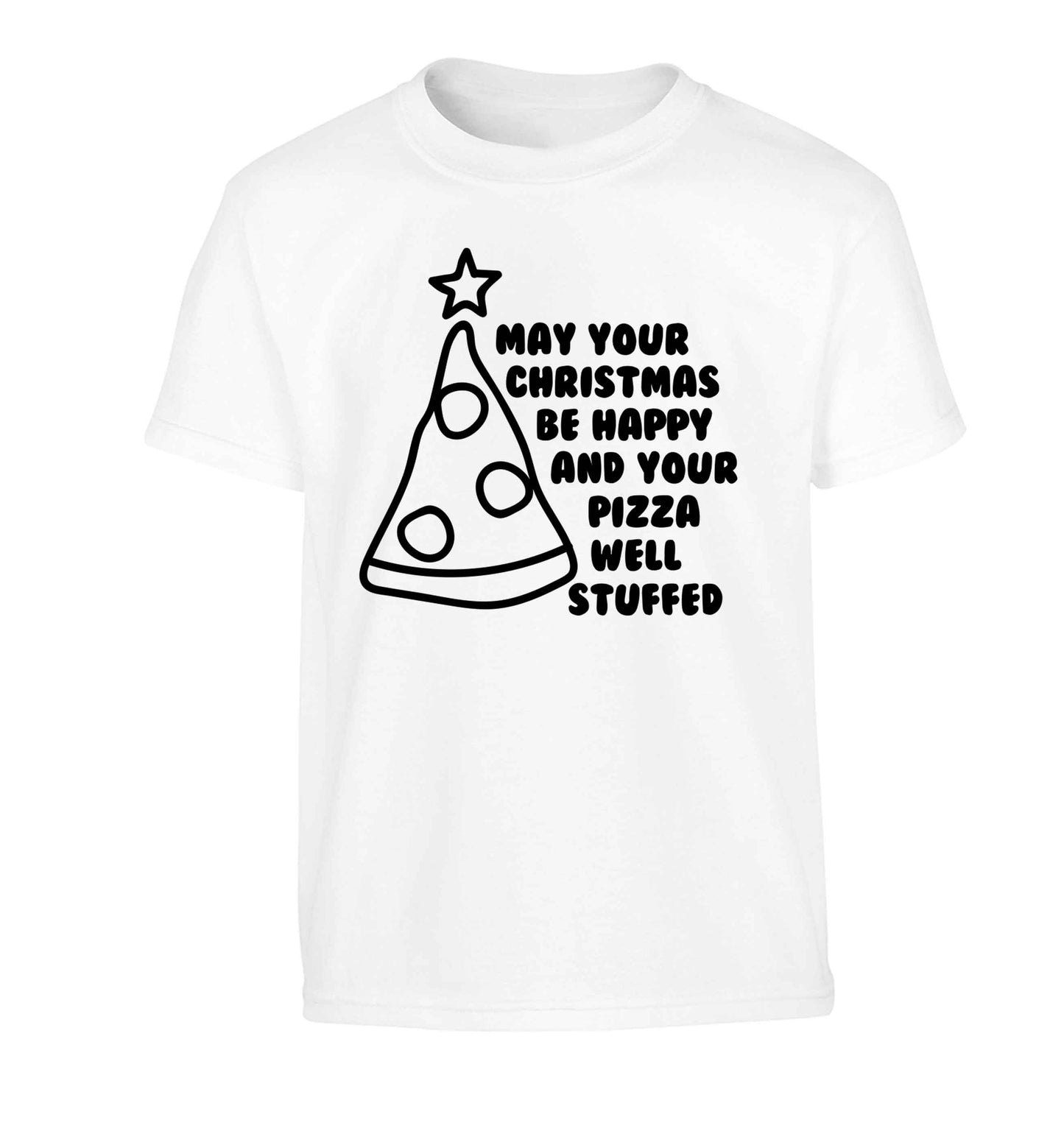 May your Christmas be happy and your pizza well stuffed Children's white Tshirt 12-13 Years