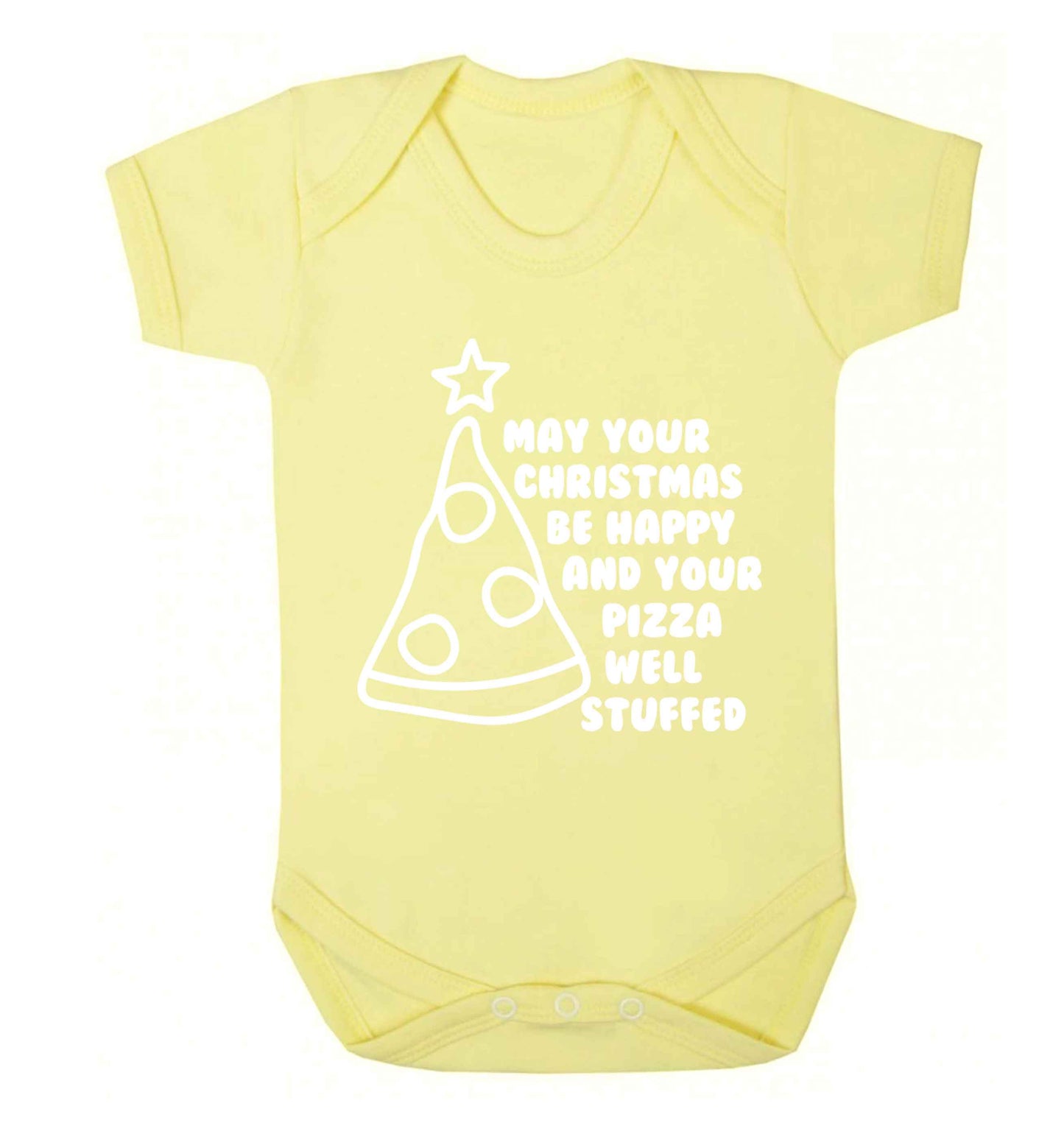 May your Christmas be happy and your pizza well stuffed Baby Vest pale yellow 18-24 months