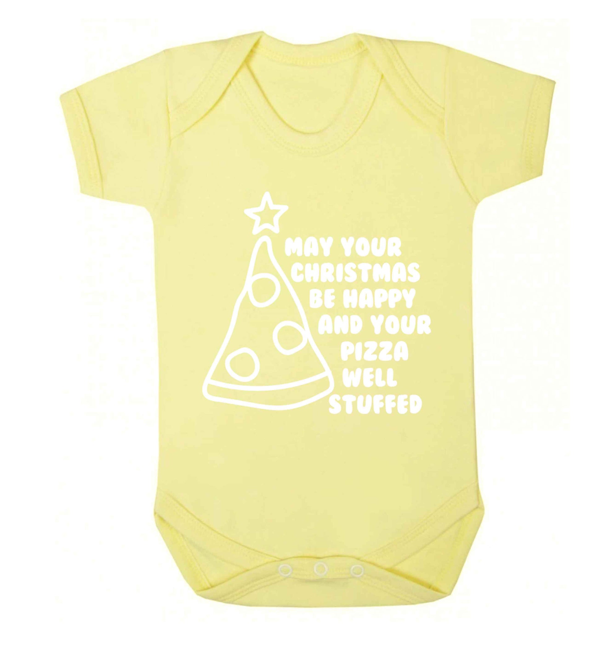 May your Christmas be happy and your pizza well stuffed Baby Vest pale yellow 18-24 months