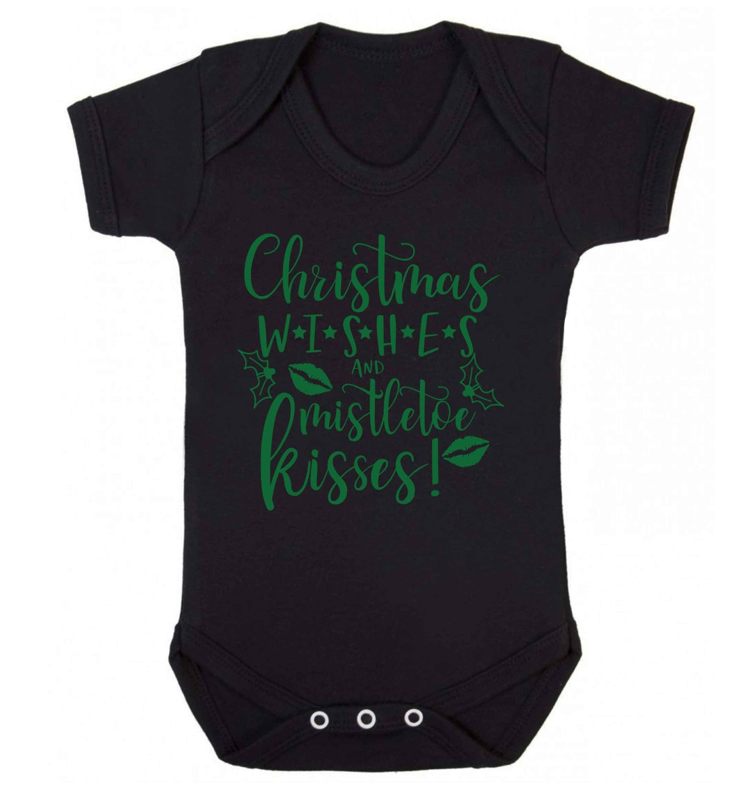 Christmas wishes and mistletoe kisses Baby Vest black 18-24 months