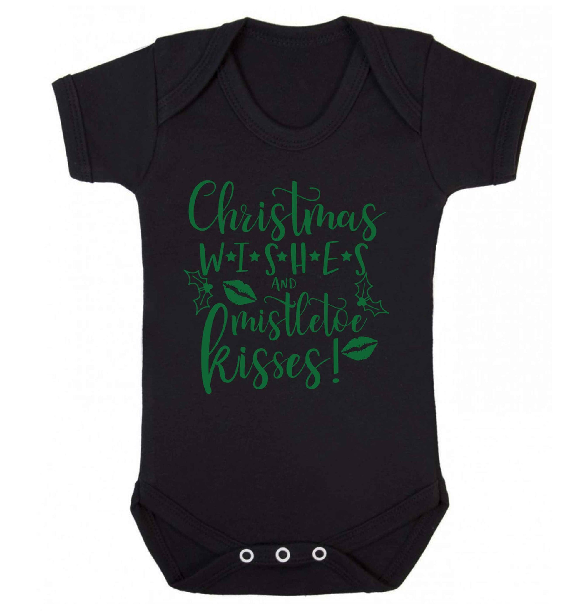 Christmas wishes and mistletoe kisses Baby Vest black 18-24 months