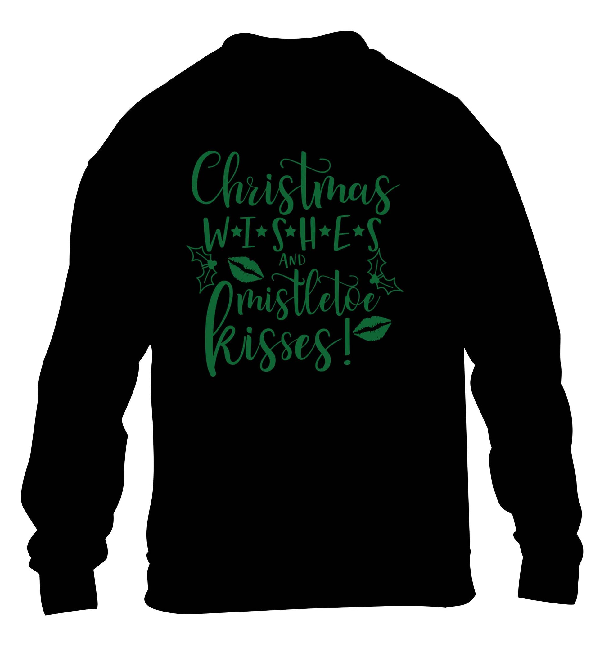 Christmas wishes and mistletoe kisses children's black sweater 12-13 Years
