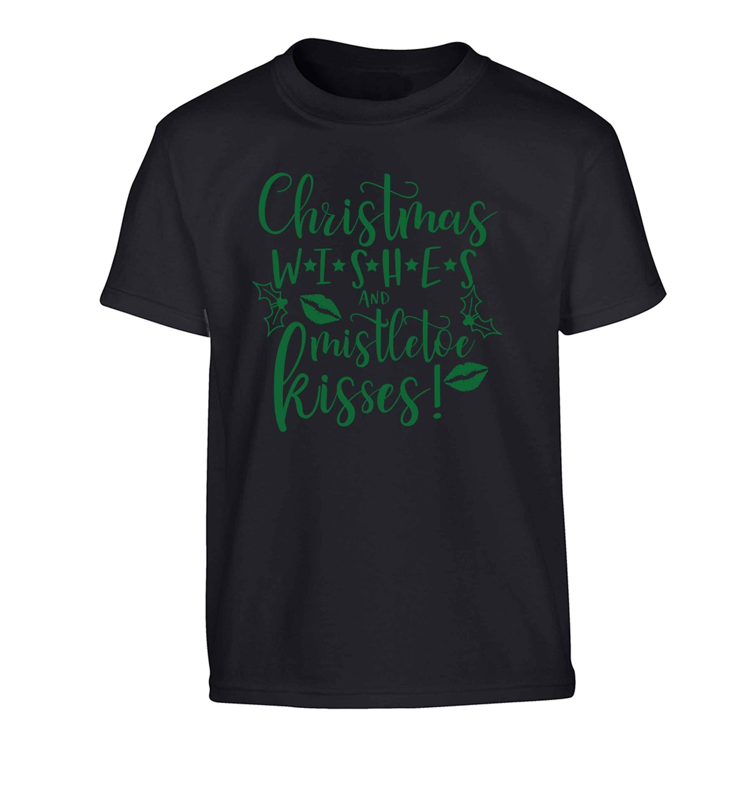 Christmas wishes and mistletoe kisses Children's black Tshirt 12-13 Years