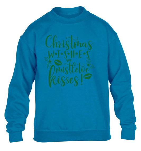 Christmas wishes and mistletoe kisses children's blue sweater 12-13 Years
