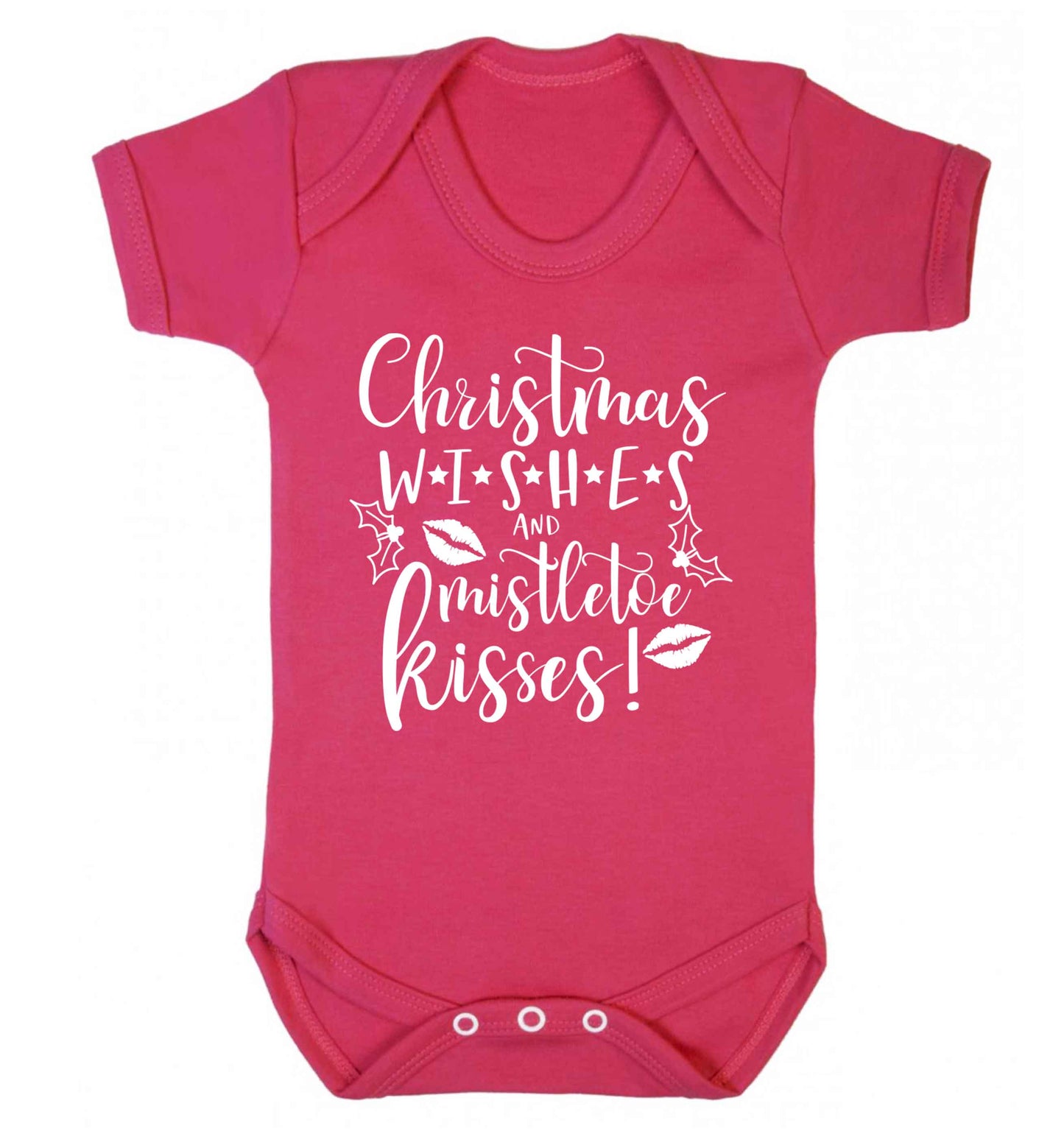 Christmas wishes and mistletoe kisses Baby Vest dark pink 18-24 months