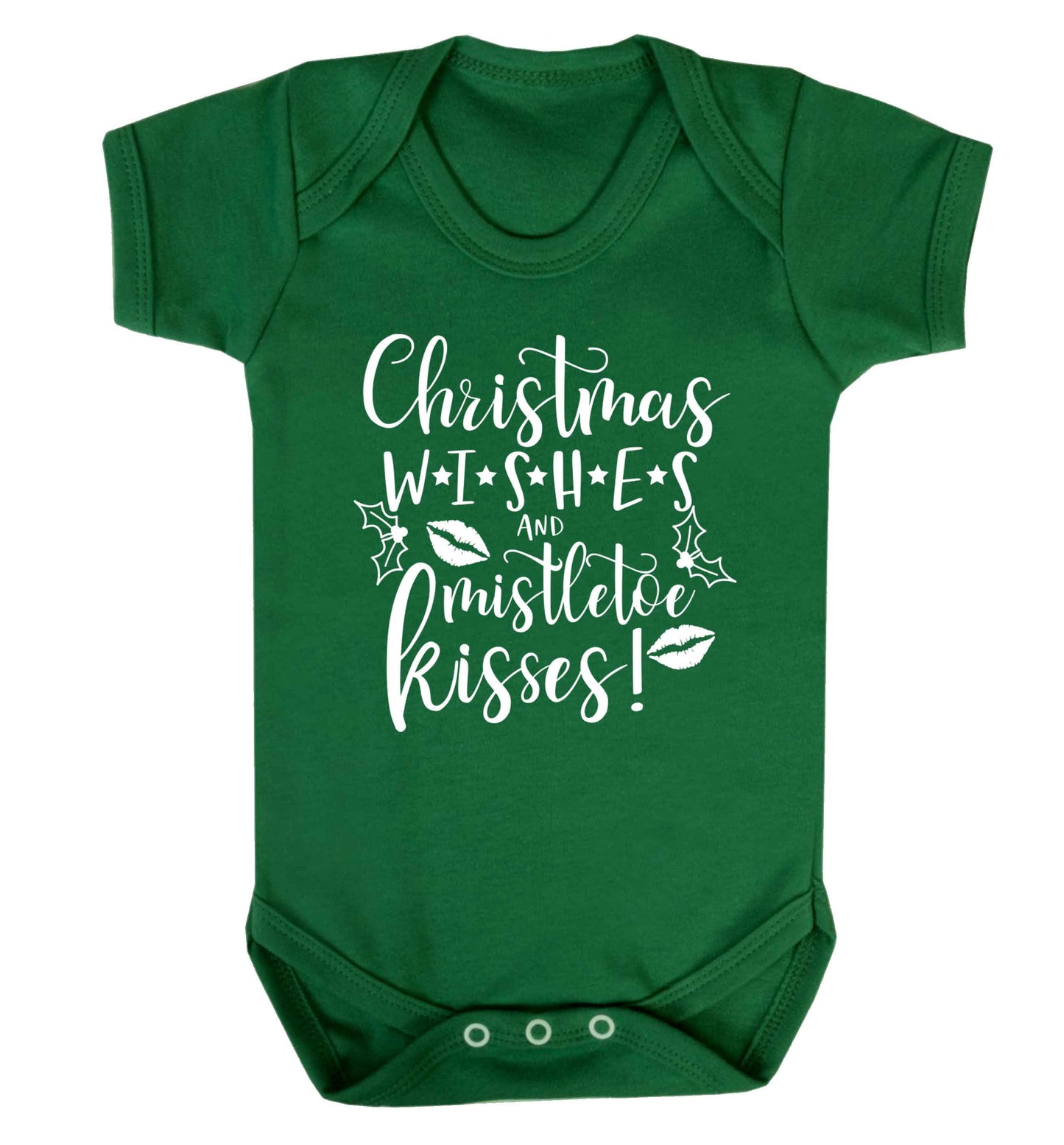 Christmas wishes and mistletoe kisses Baby Vest green 18-24 months