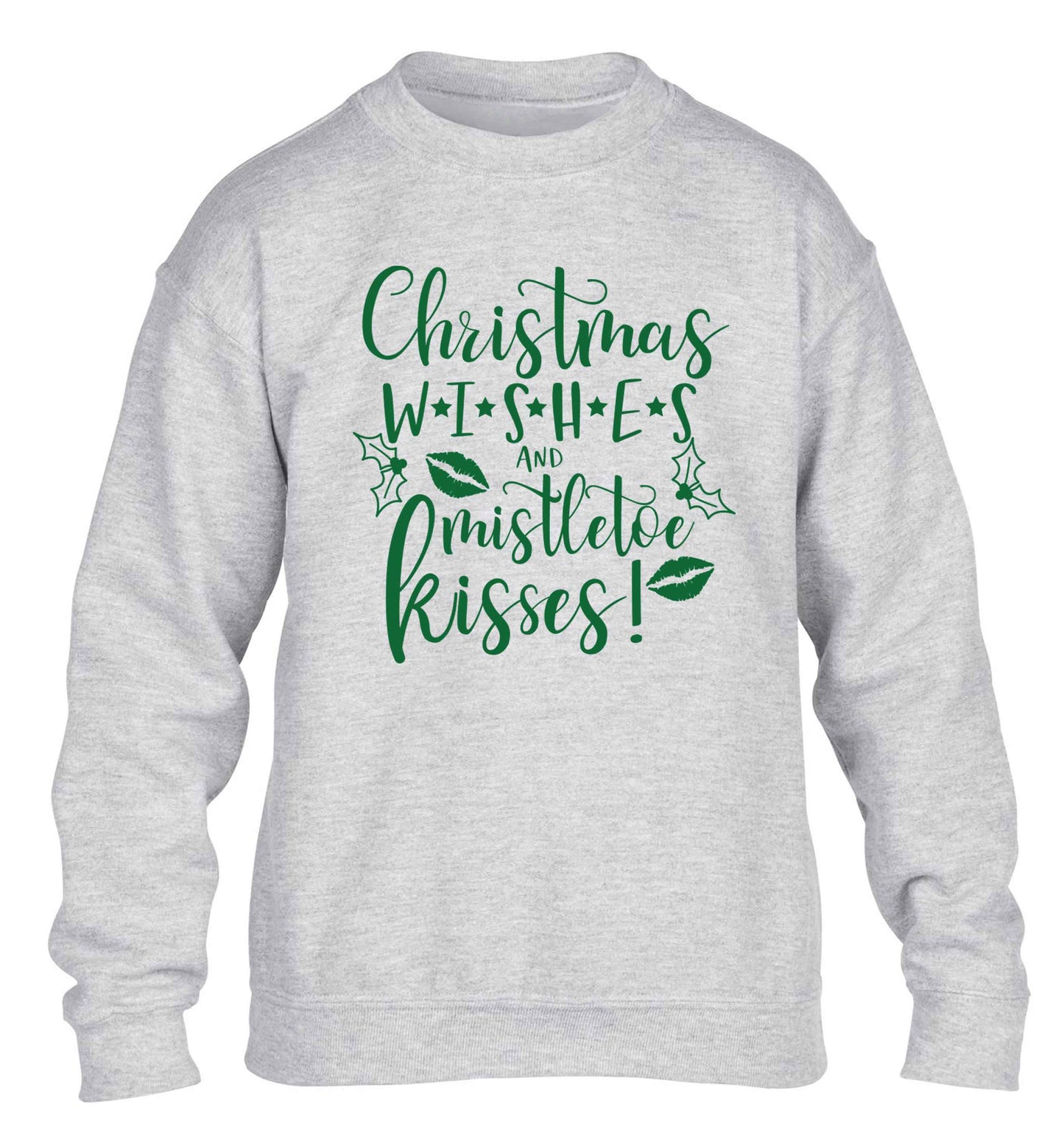 Christmas wishes and mistletoe kisses children's grey sweater 12-13 Years