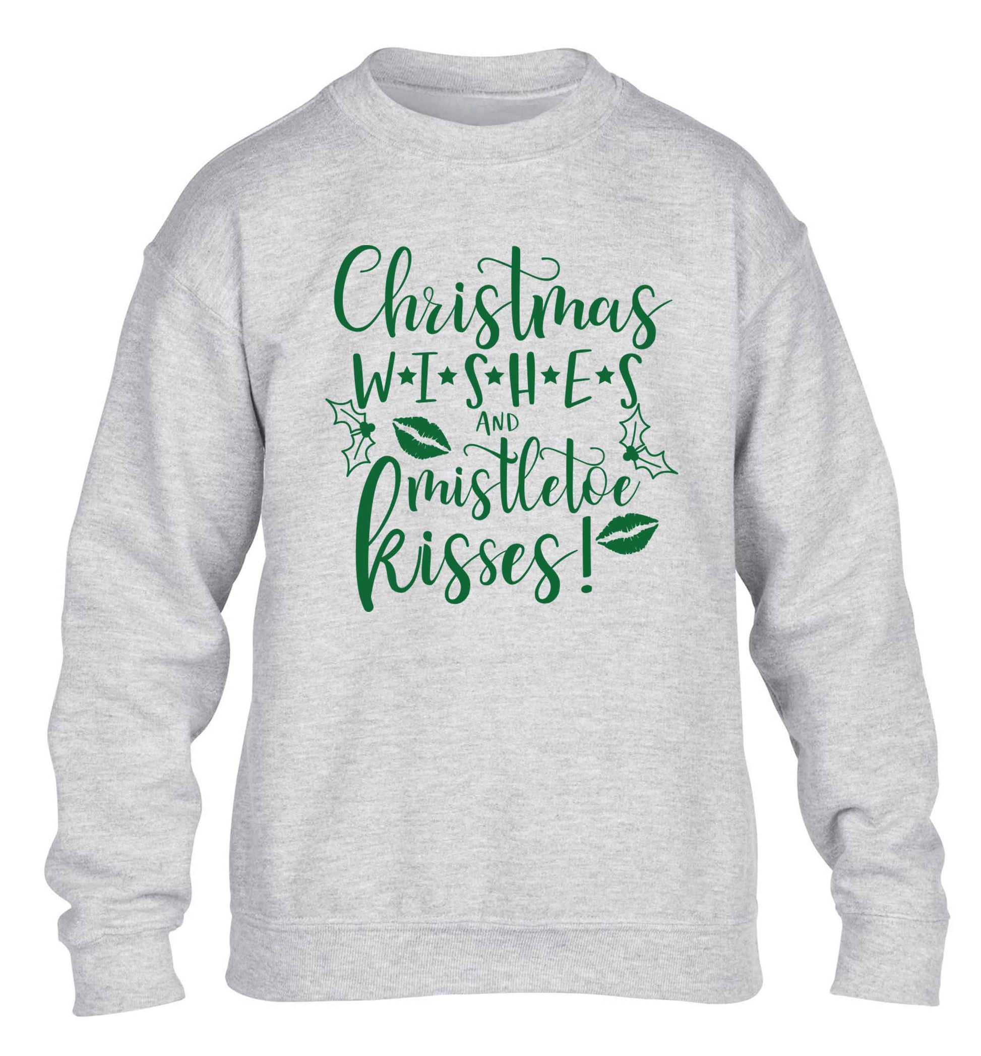 Christmas wishes and mistletoe kisses children's grey sweater 12-13 Years