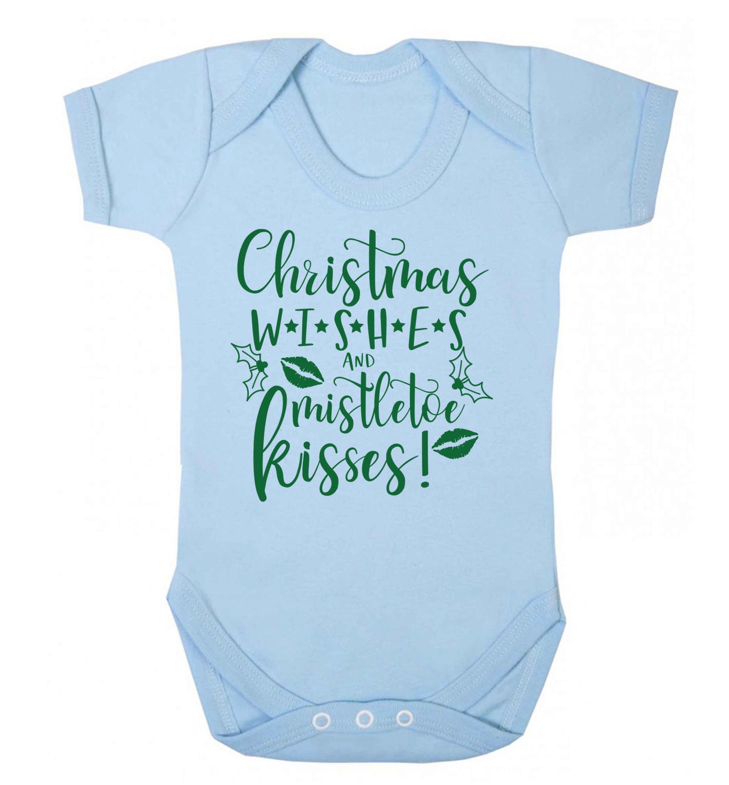 Christmas wishes and mistletoe kisses Baby Vest pale blue 18-24 months